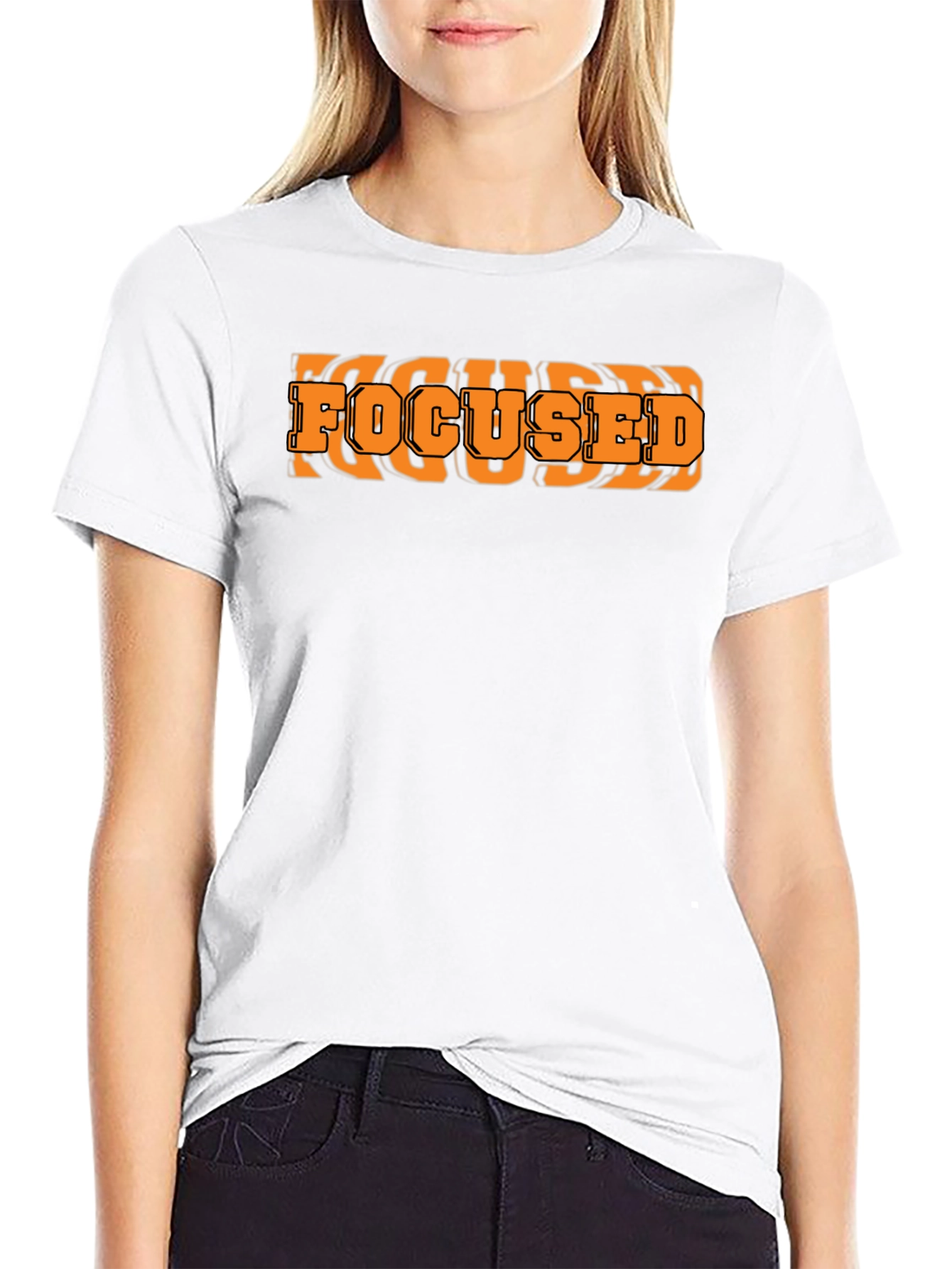 Focused Graphic Print Black T-Shirt