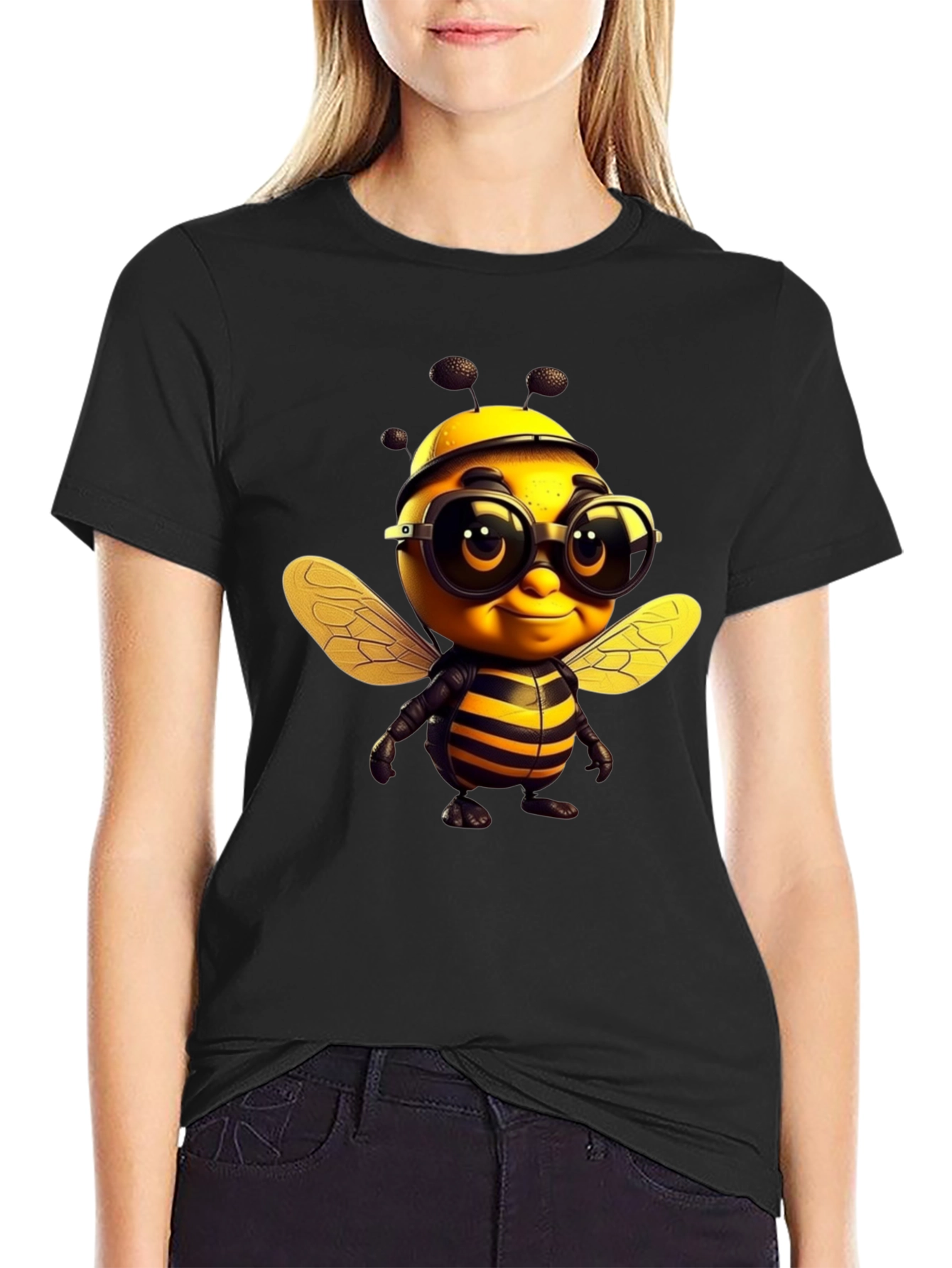 Cool Bee Graphic Tee - Black Cotton T-Shirt