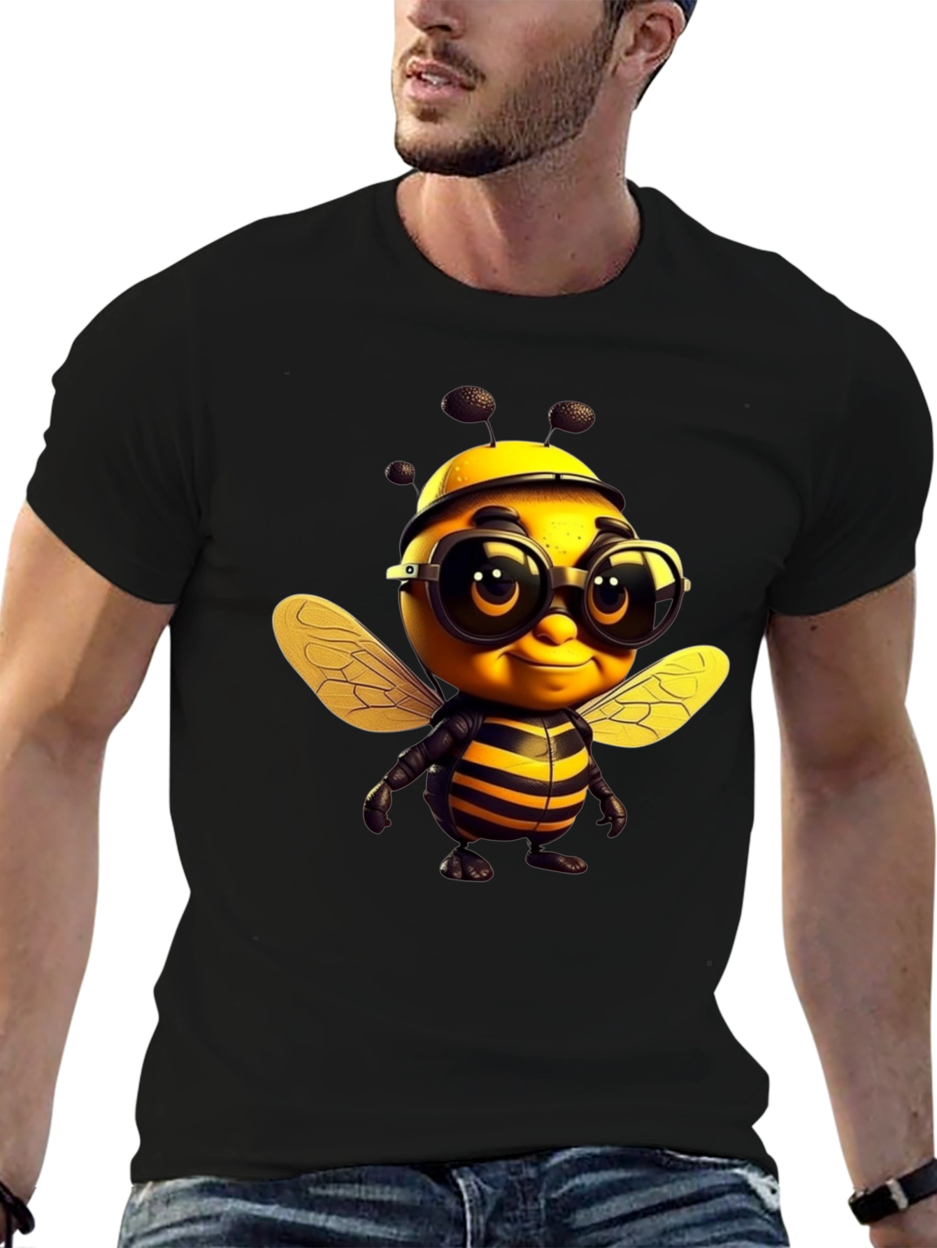 Cool Bee Graphic Tee - Black Cotton T-Shirt