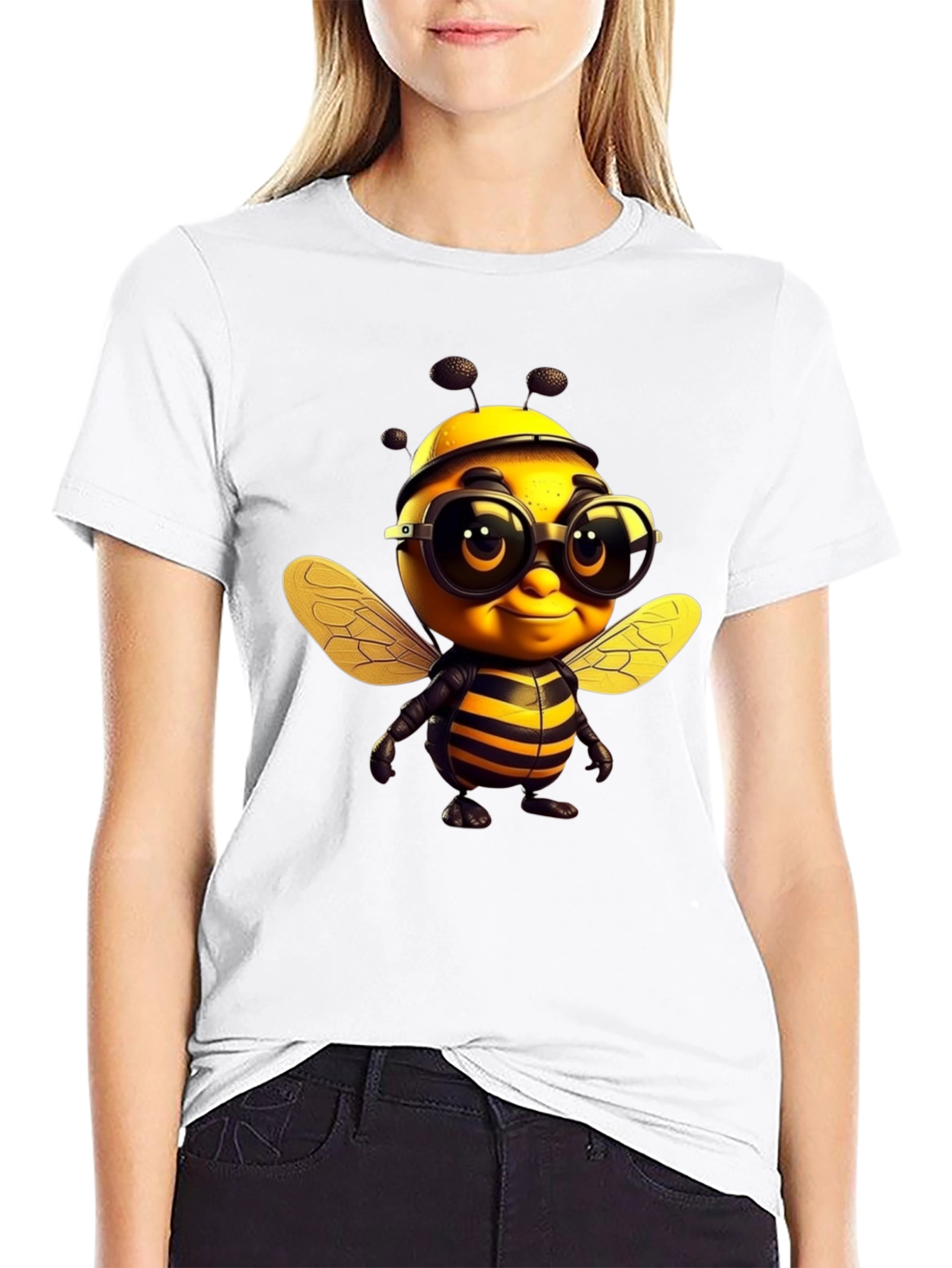 Cool Bee Graphic Tee - Black Cotton T-Shirt