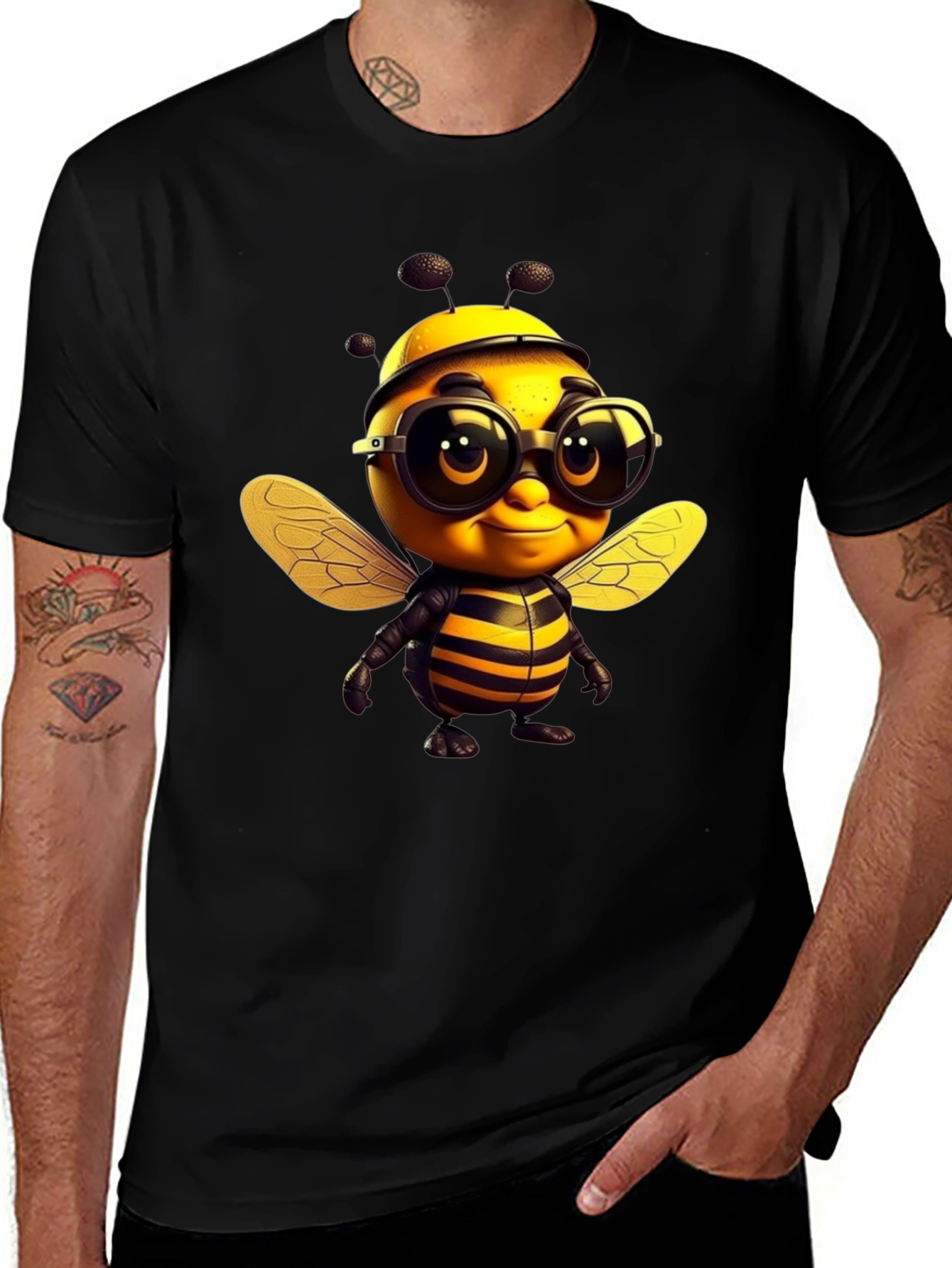 Cool Bee Graphic Tee - Black Cotton T-Shirt