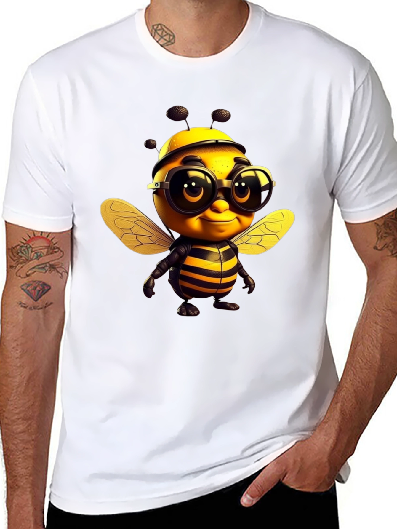 Cool Bee Graphic Tee - Black Cotton T-Shirt
