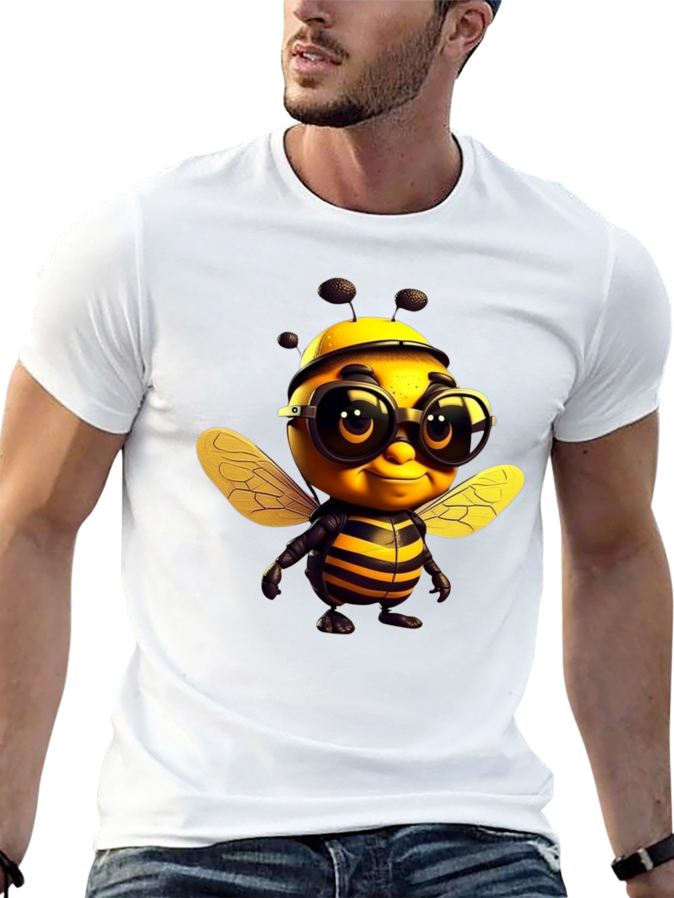Cool Bee Graphic Tee - Black Cotton T-Shirt