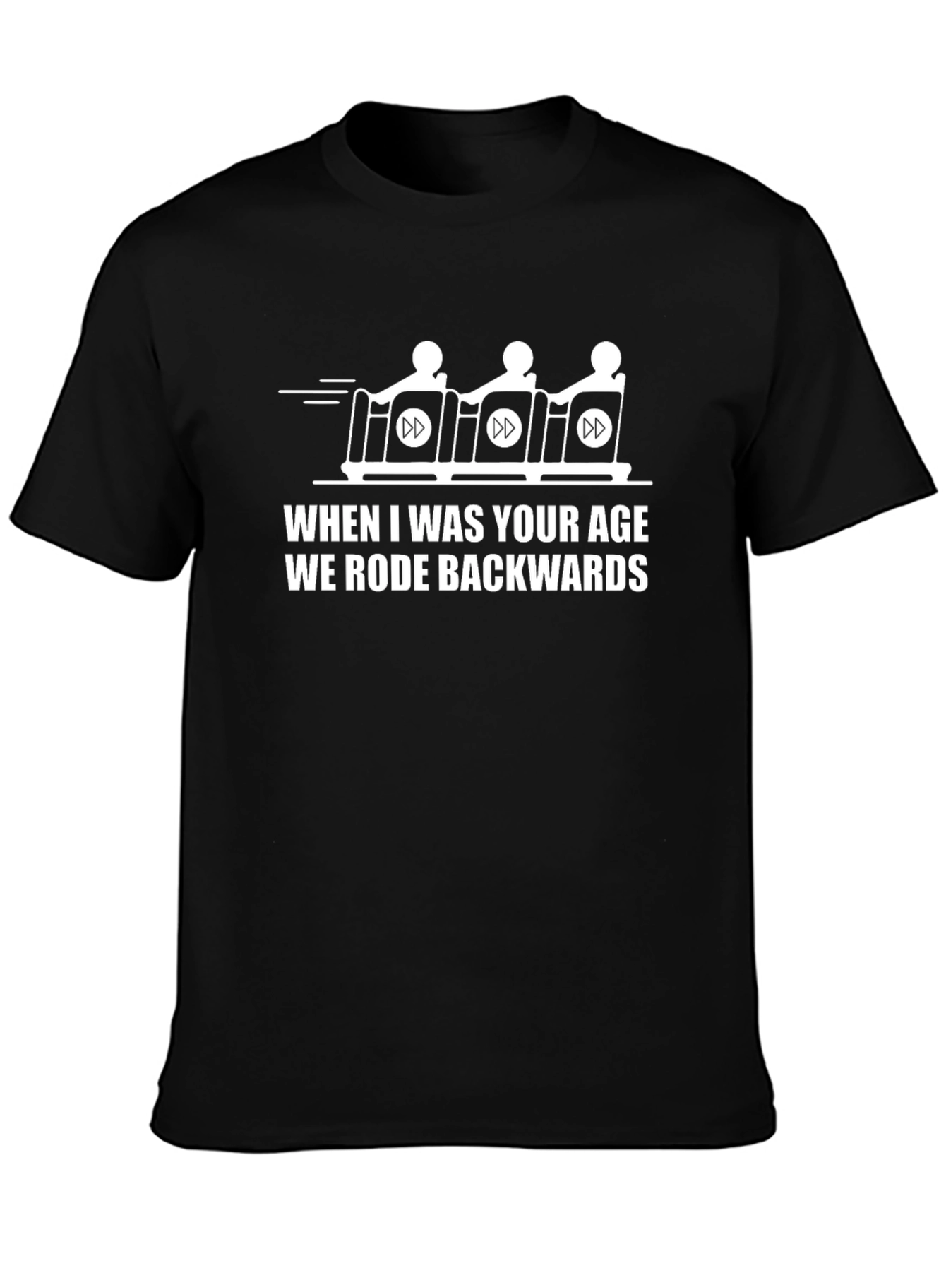 Funny Backwards Sledding Black T-Shirt