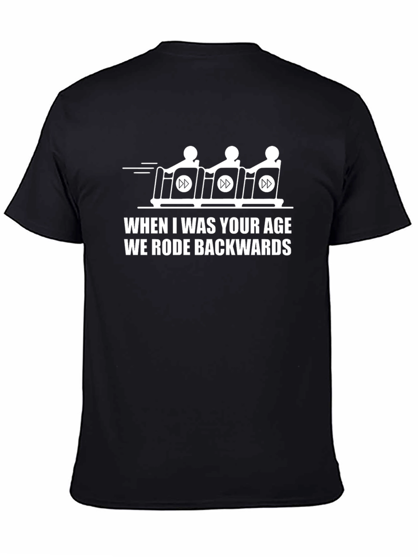 Funny Backwards Sledding Black T-Shirt