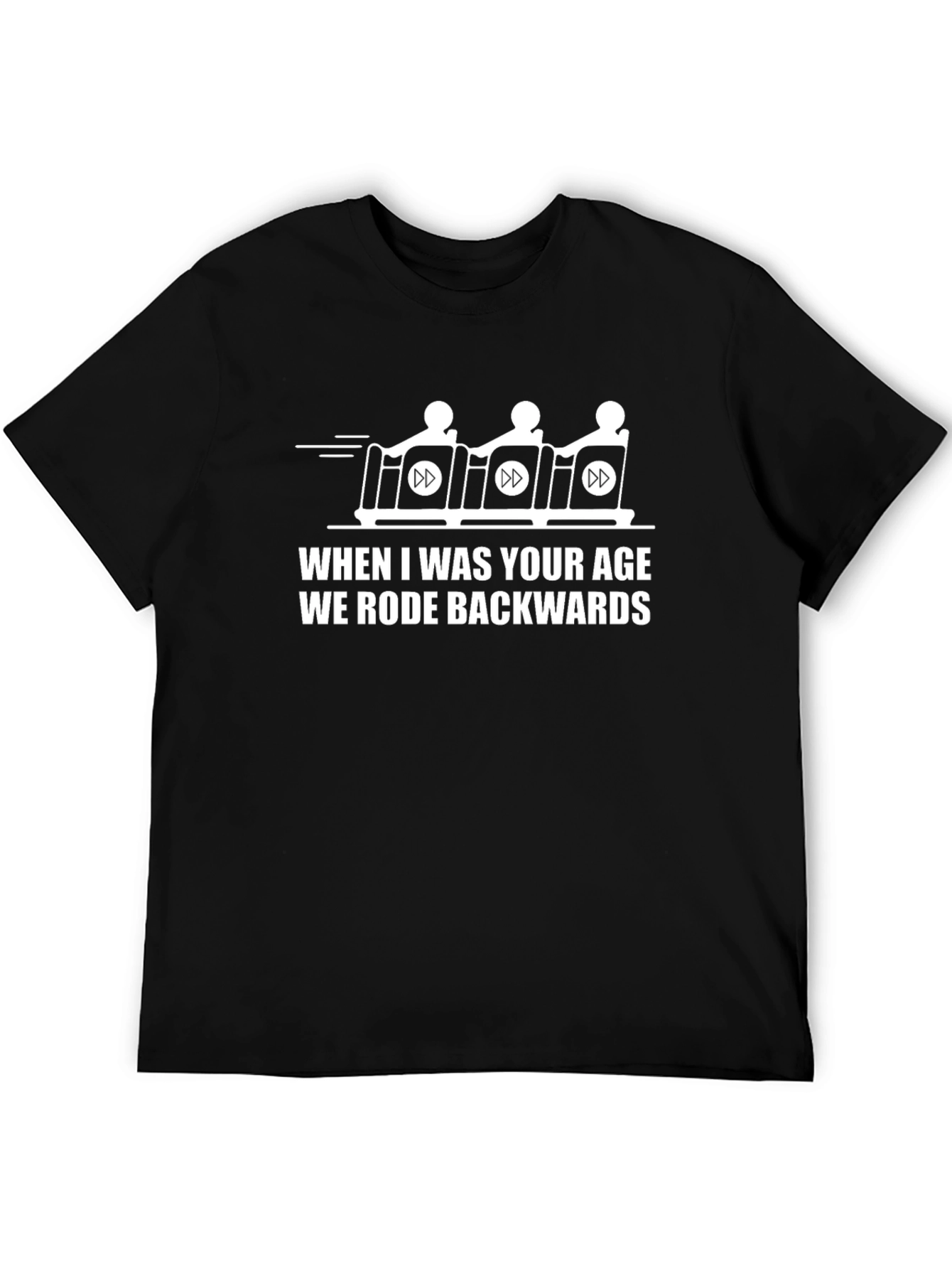 Funny Backwards Sledding Black T-Shirt