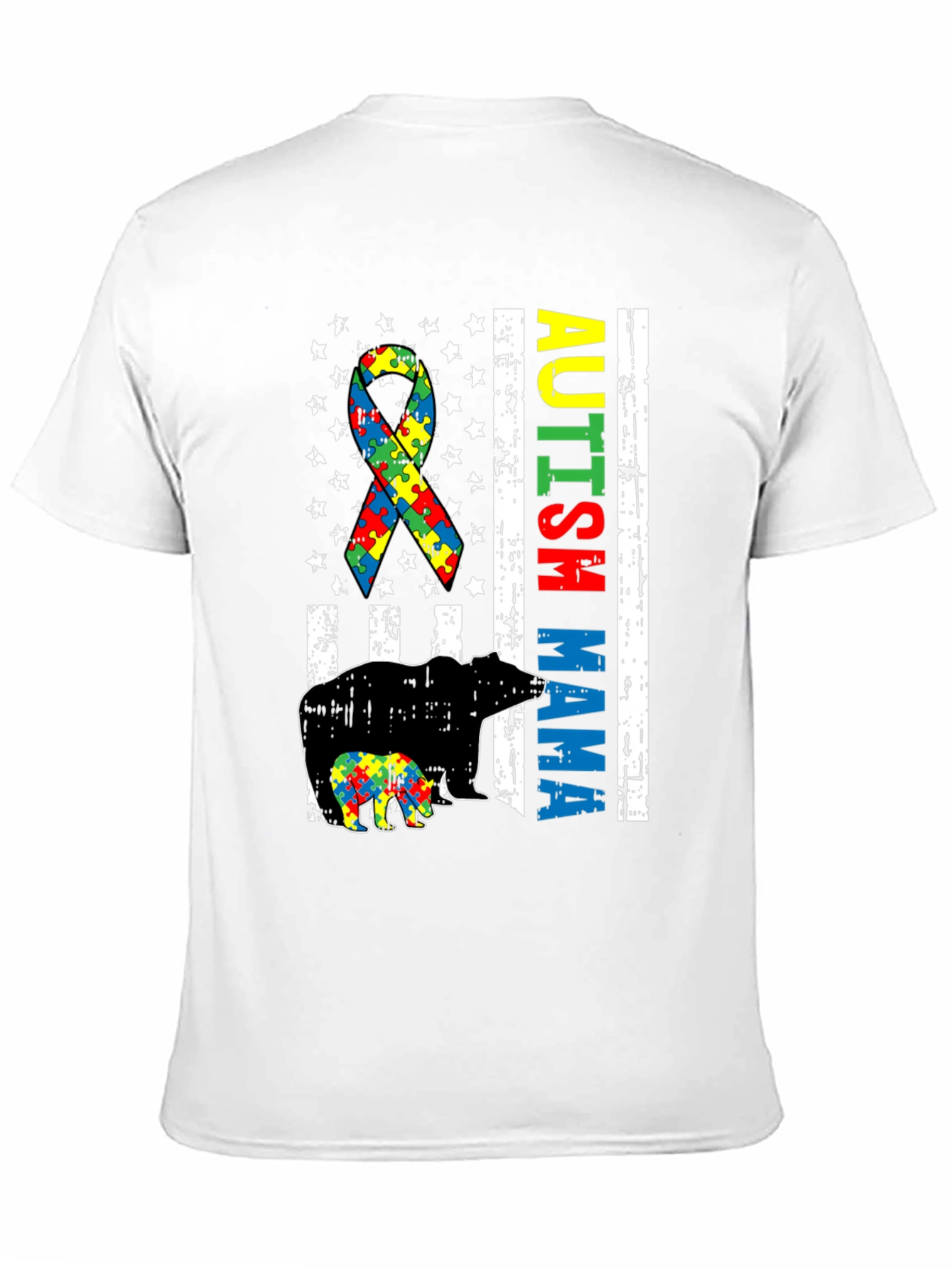 Autism Mama Bear T-Shirt Puzzle Ribbon Tee
