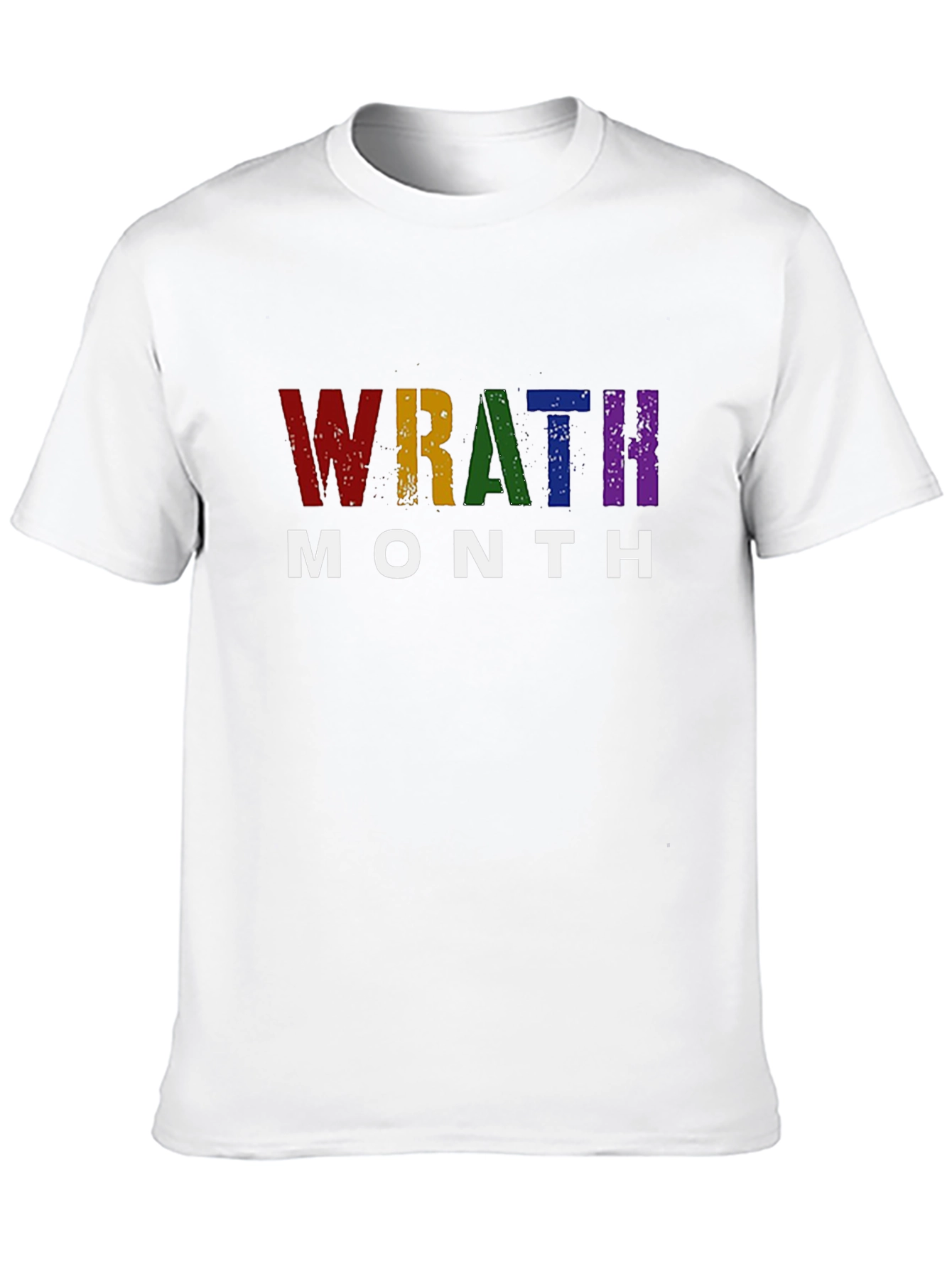 Wrath Month Pride T-Shirt - Rainbow Grunge Design