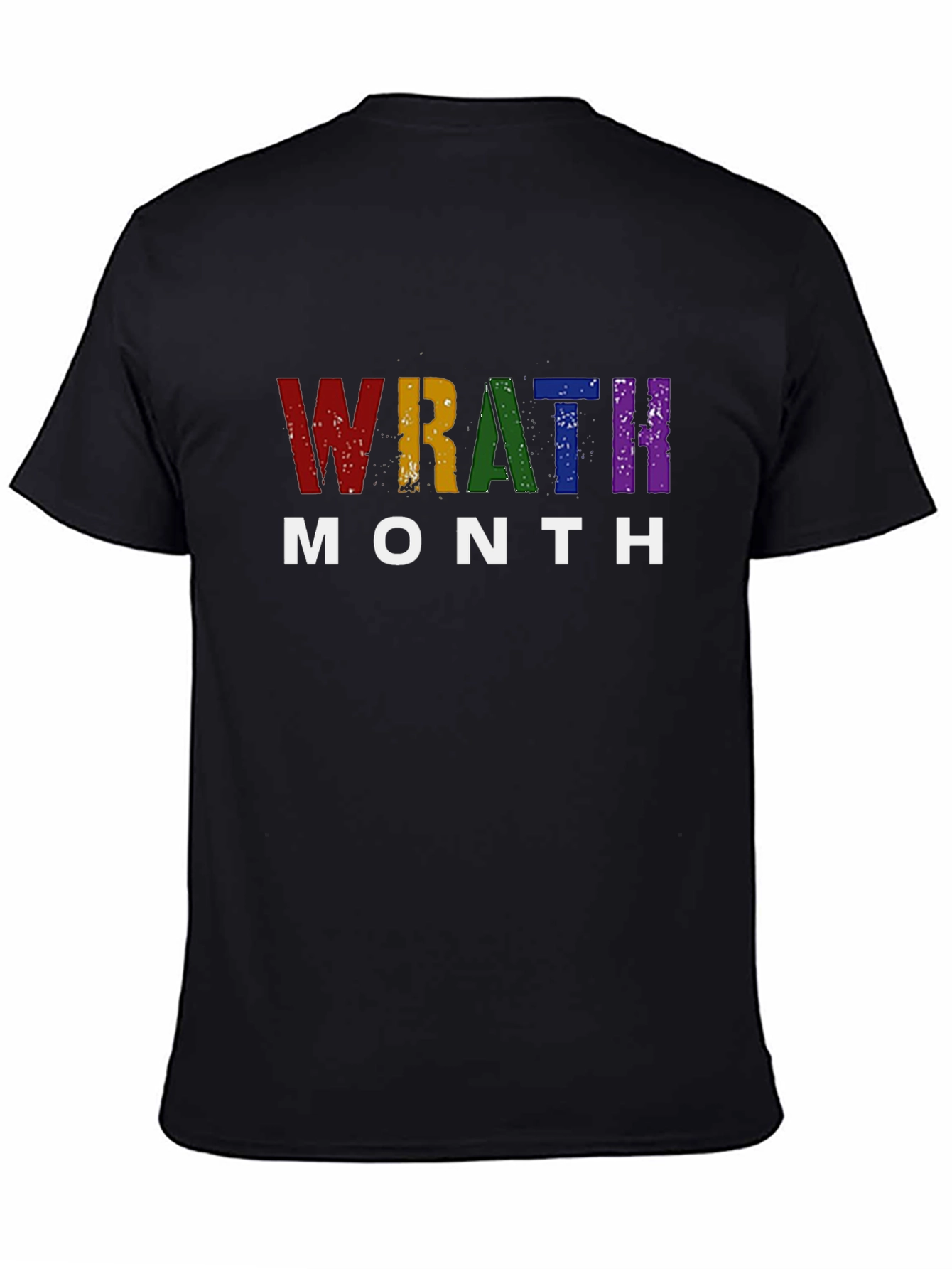Wrath Month Pride T-Shirt - Rainbow Grunge Design