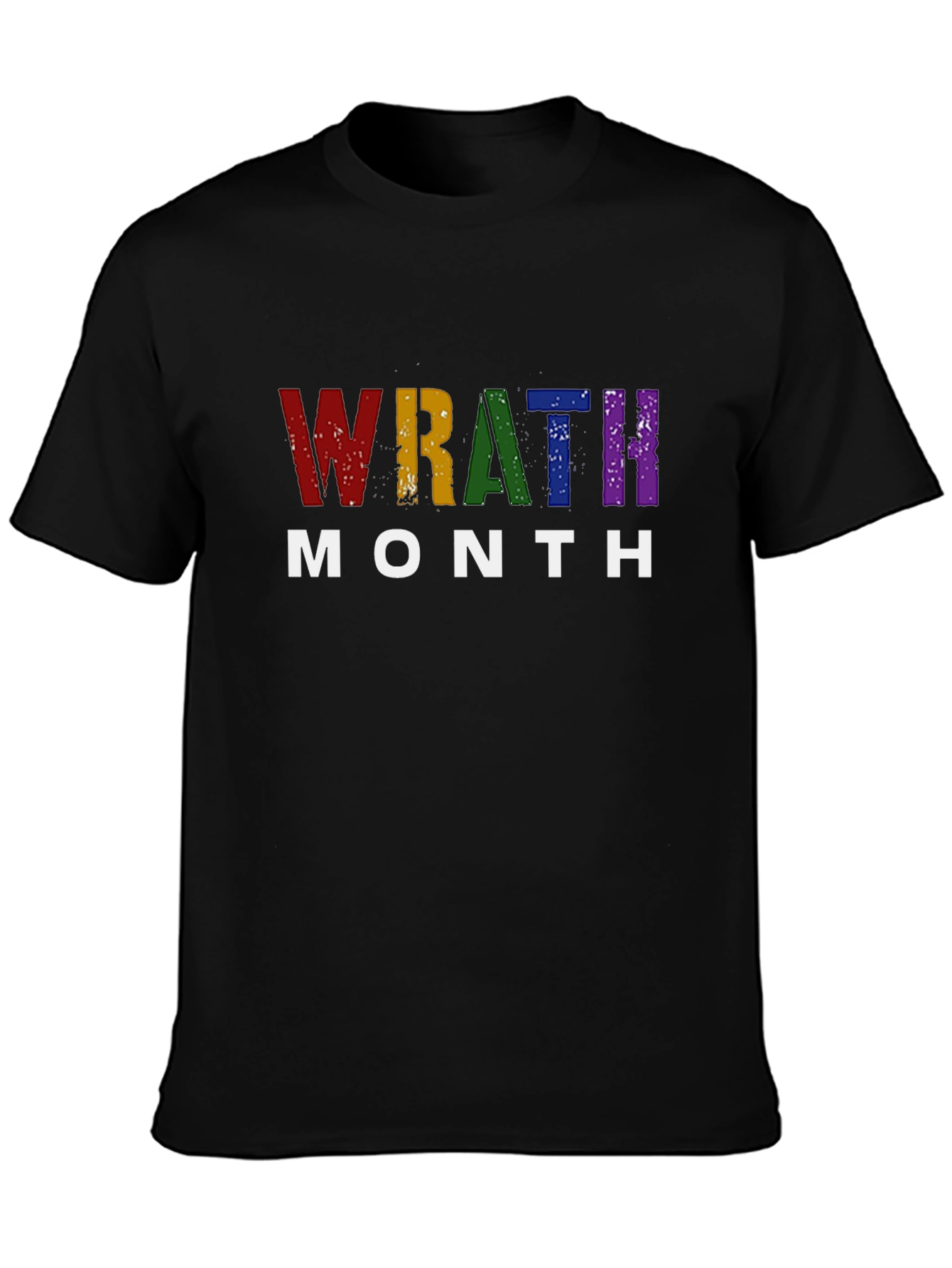 Wrath Month Pride T-Shirt - Rainbow Grunge Design