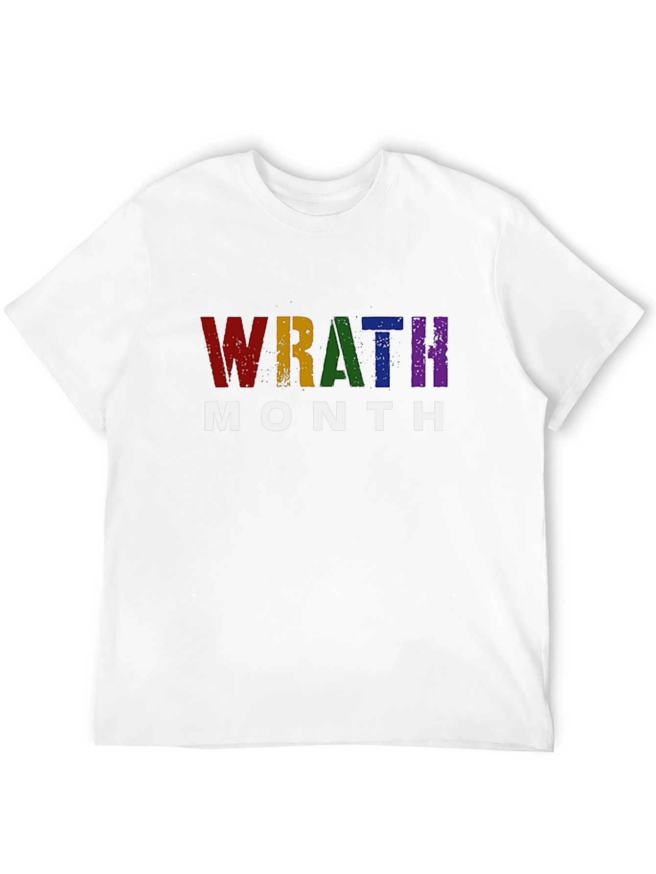 Wrath Month Pride T-Shirt - Rainbow Grunge Design