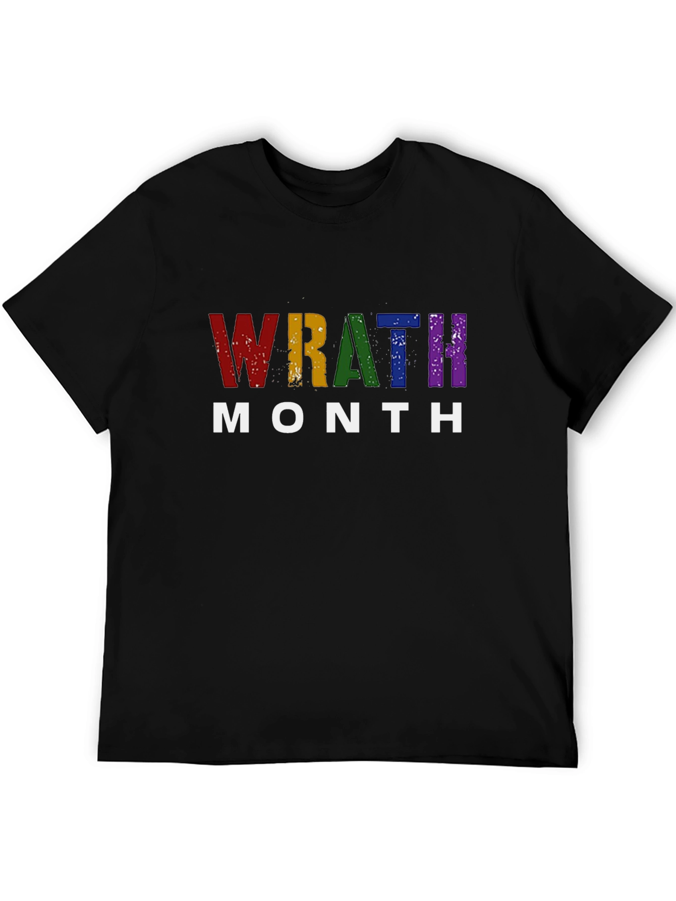 Wrath Month Pride T-Shirt - Rainbow Grunge Design