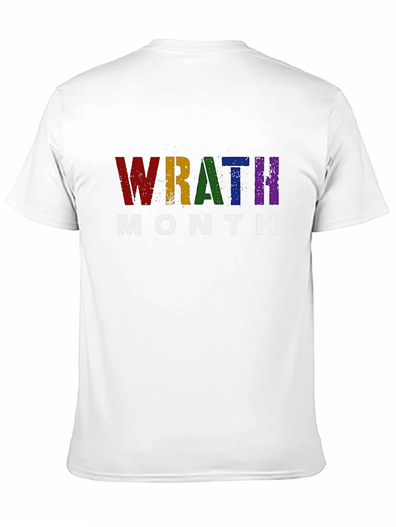 Wrath Month Pride T-Shirt - Rainbow Grunge Design