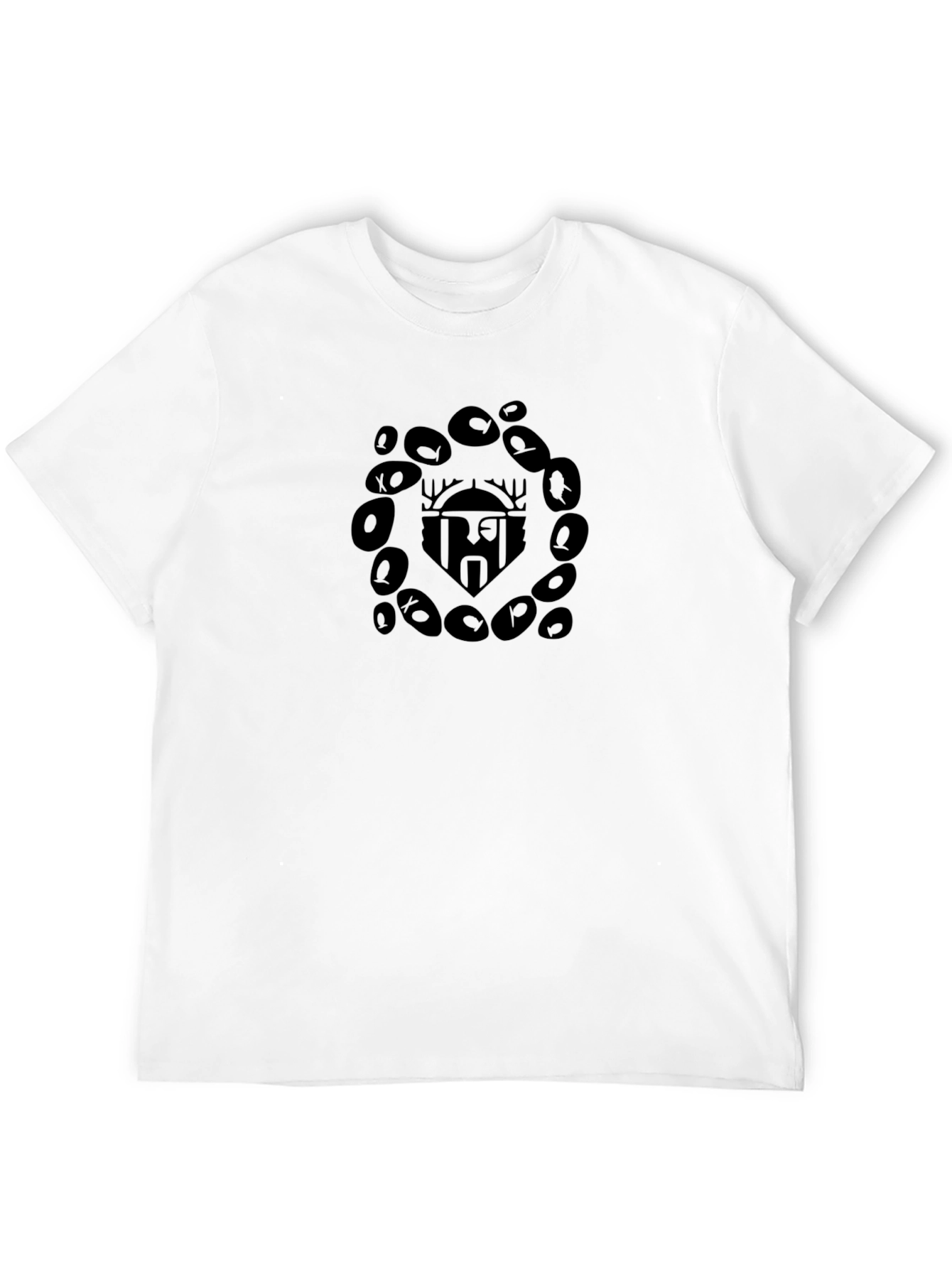 Mens Black Graphic Print Tee - Unique Design