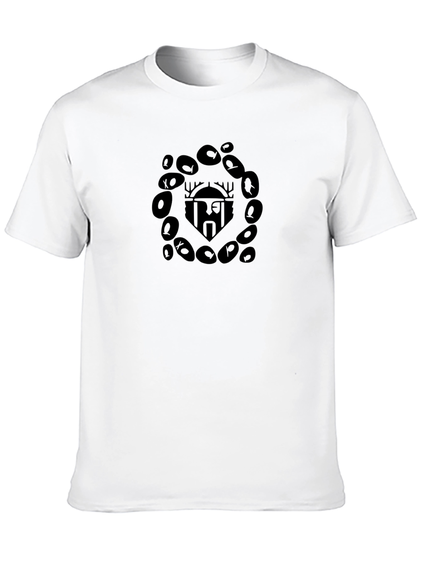 Mens Black Graphic Print Tee - Unique Design