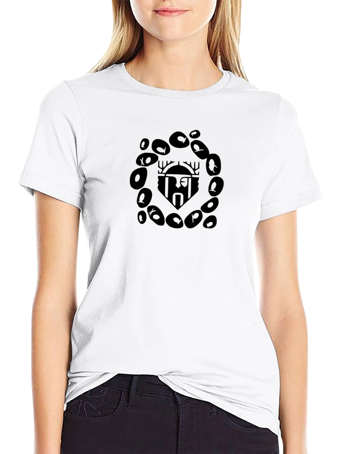 Mens Black Graphic Print Tee - Unique Design