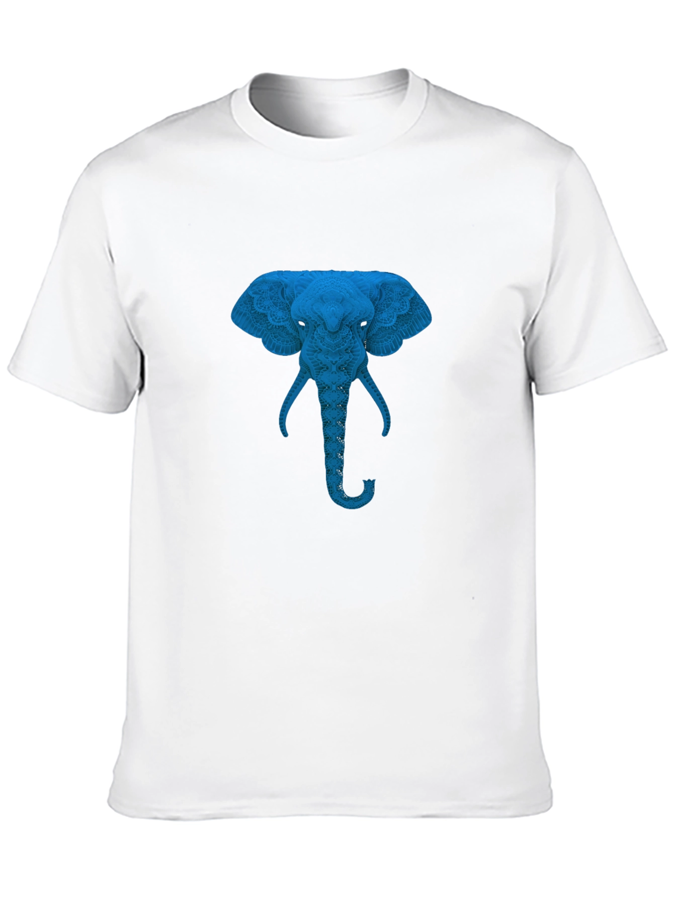 Blue Elephant Graphic Print Black T-Shirt