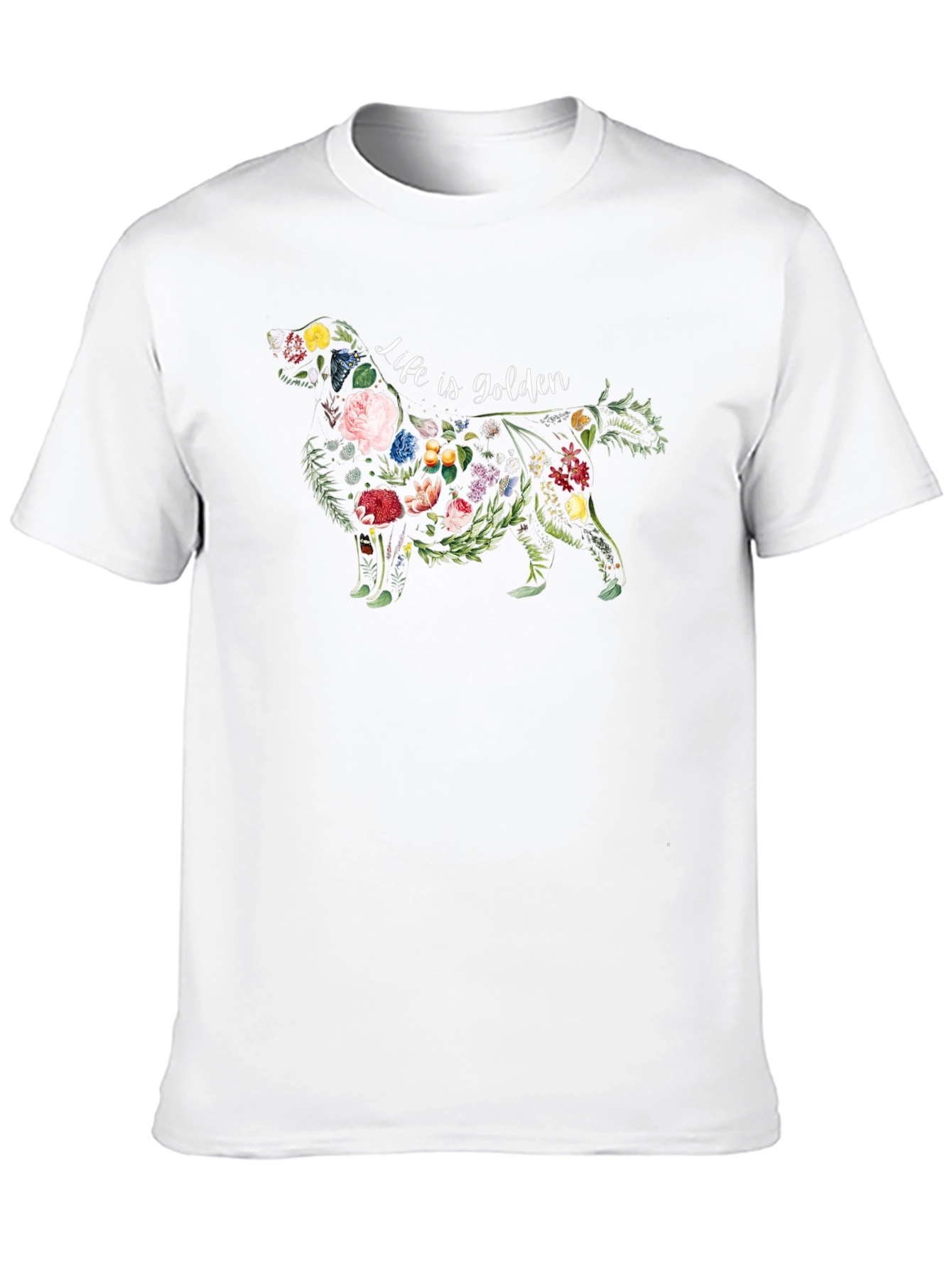 Floral Golden Retriever T-Shirt - Life is Golden