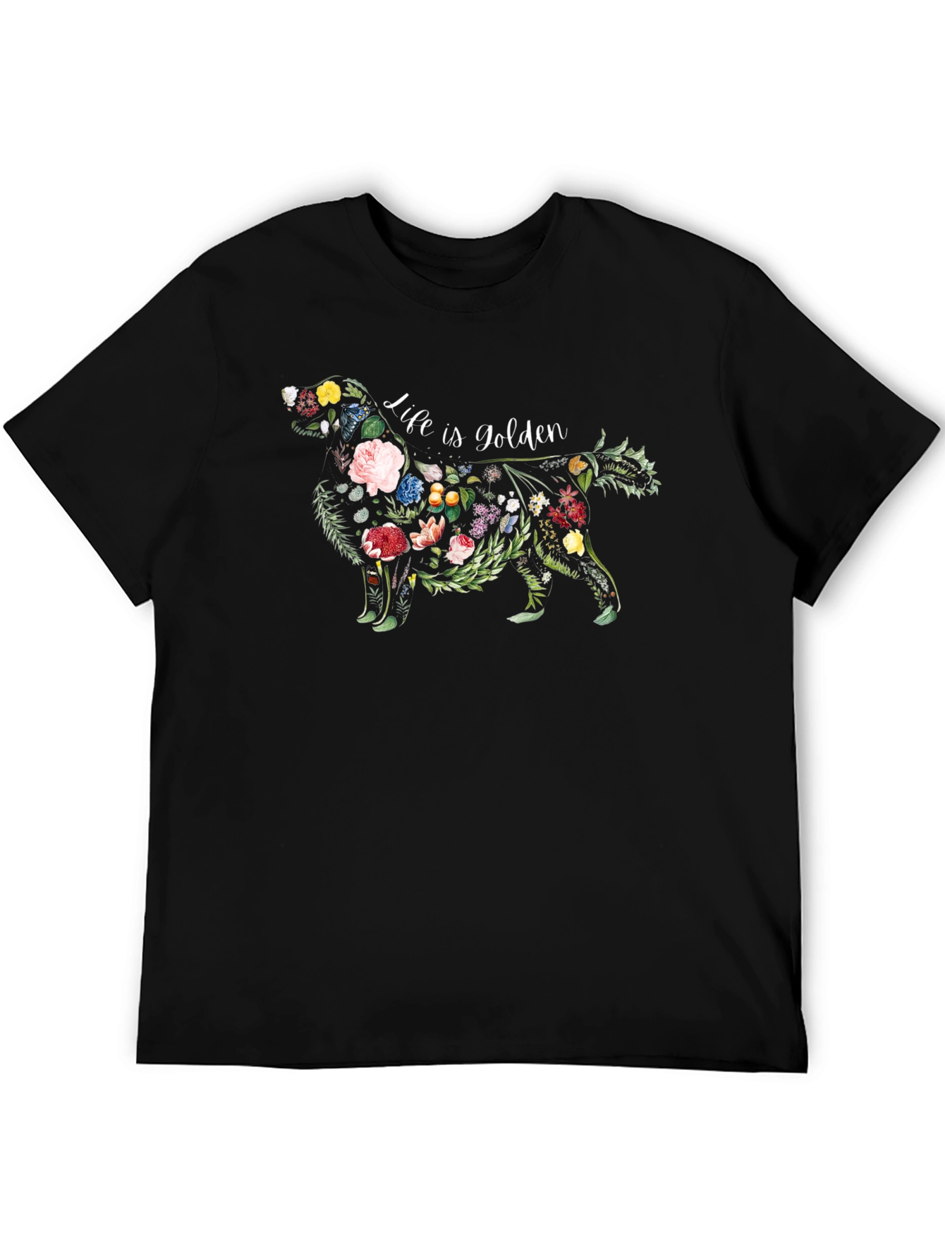 Floral Golden Retriever T-Shirt - Life is Golden