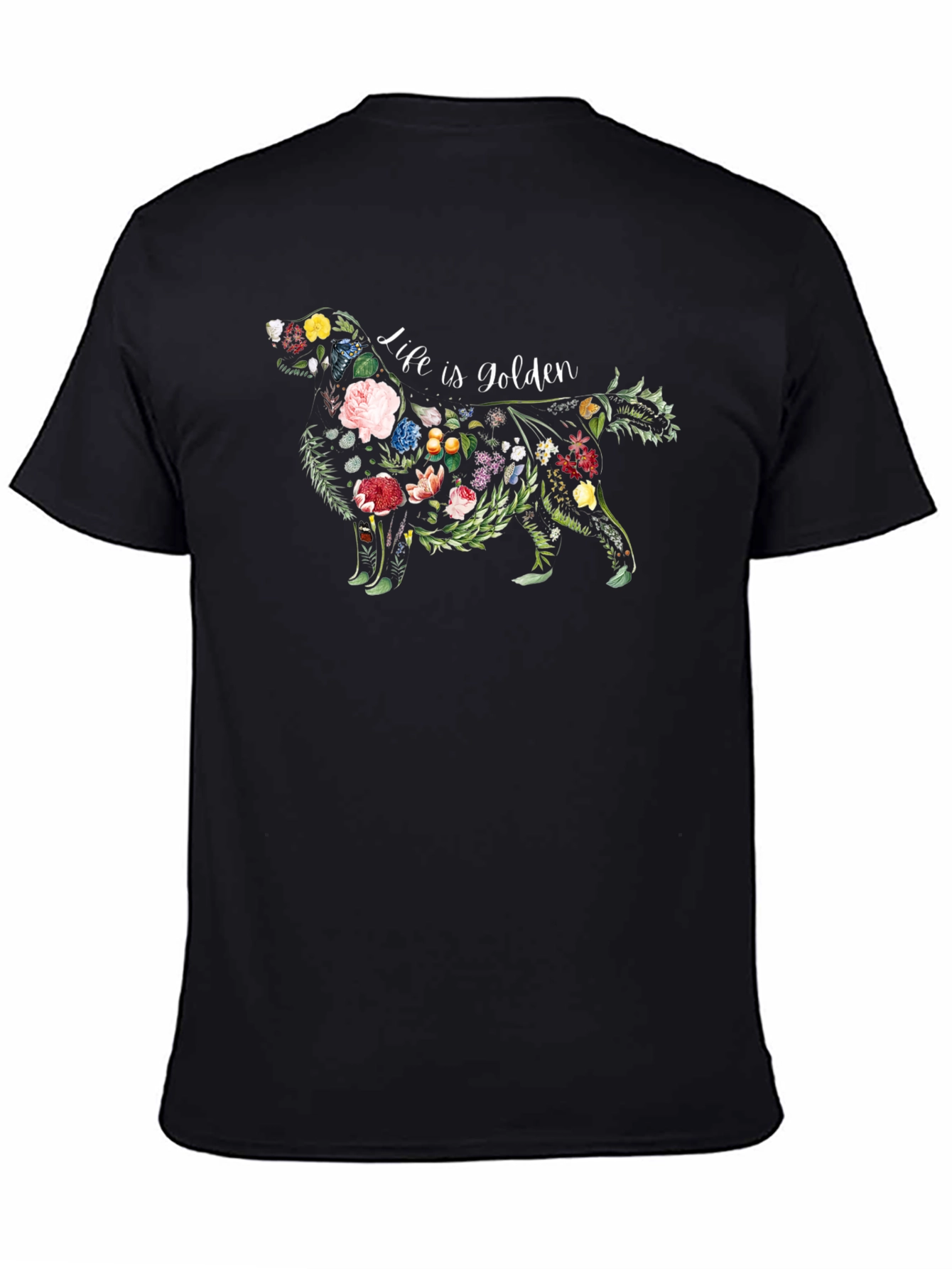 Floral Golden Retriever T-Shirt - Life is Golden