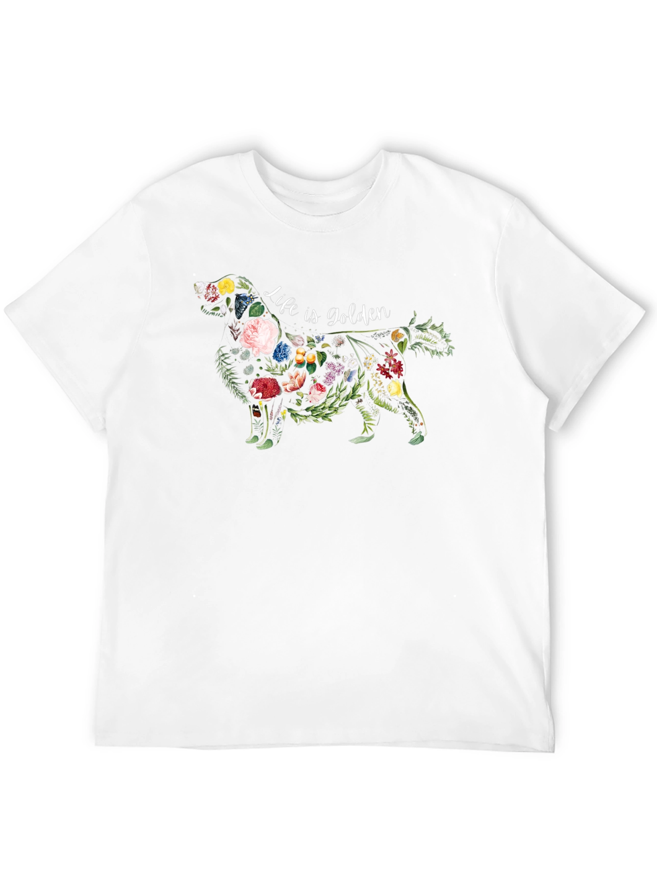 Floral Golden Retriever T-Shirt - Life is Golden