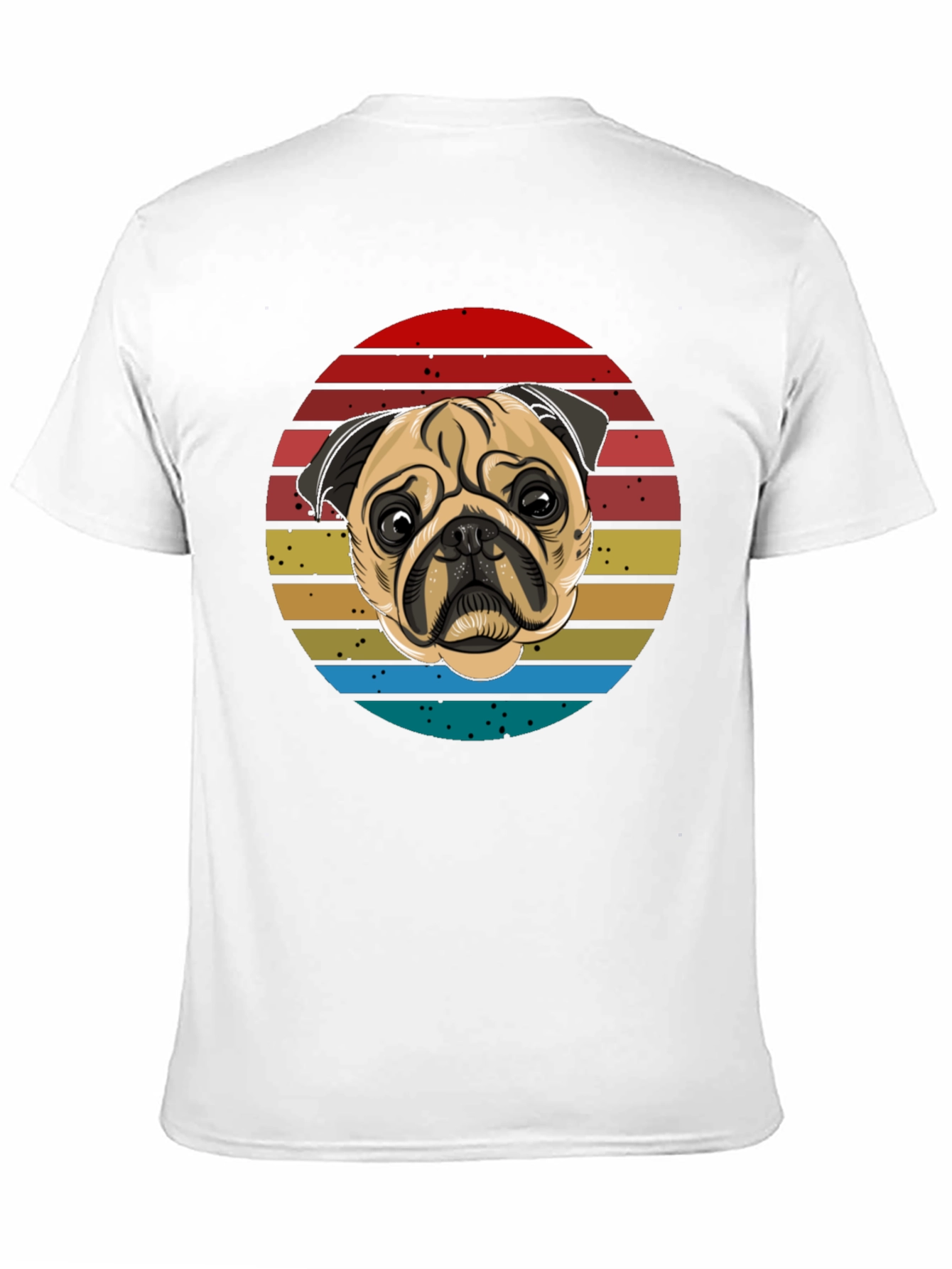 Pug Retro T-Shirt Black Cotton Tee