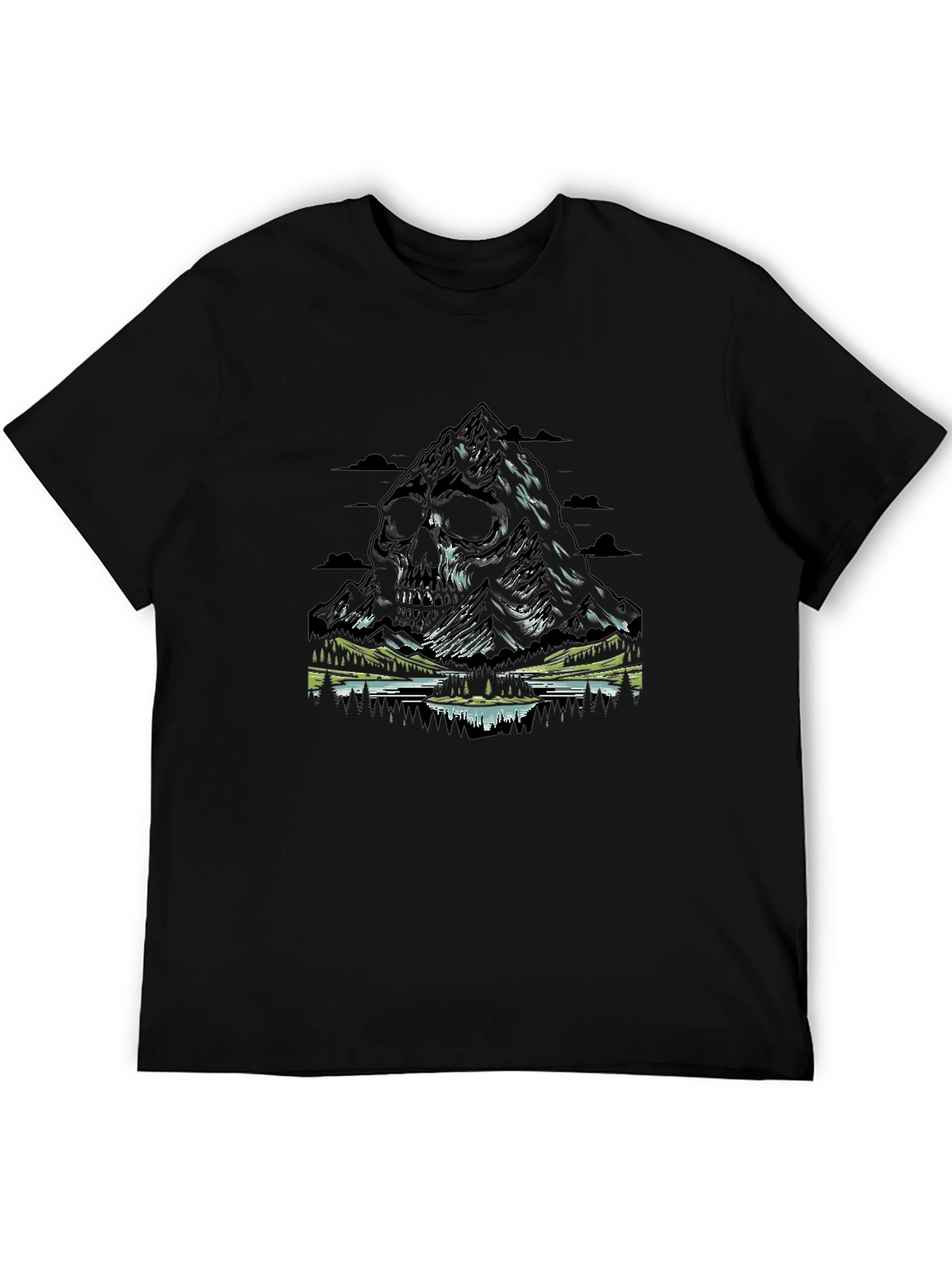 Skull Mountain Graphic Tee - Mens Black T-Shirt