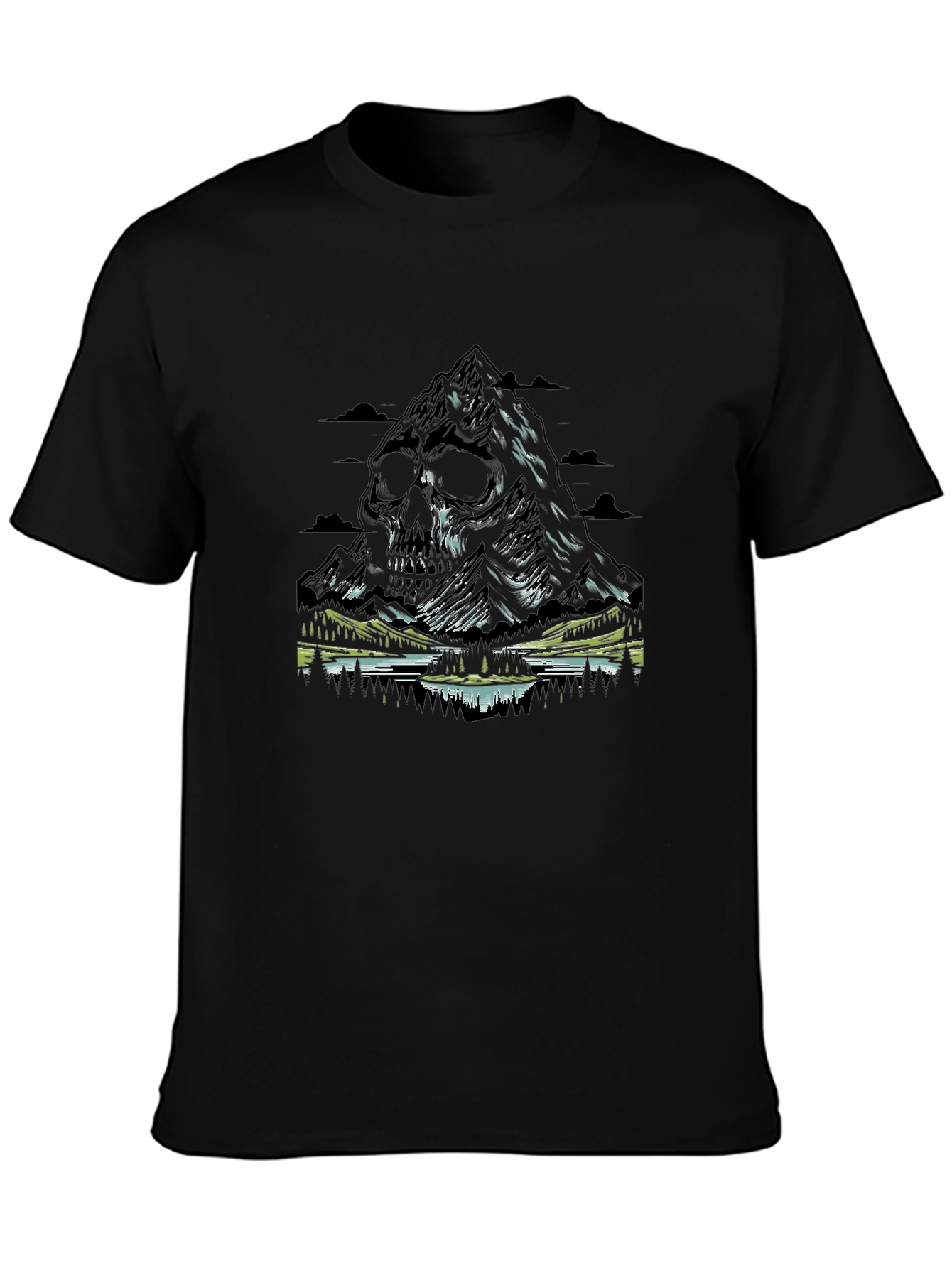 Skull Mountain Graphic Tee - Mens Black T-Shirt