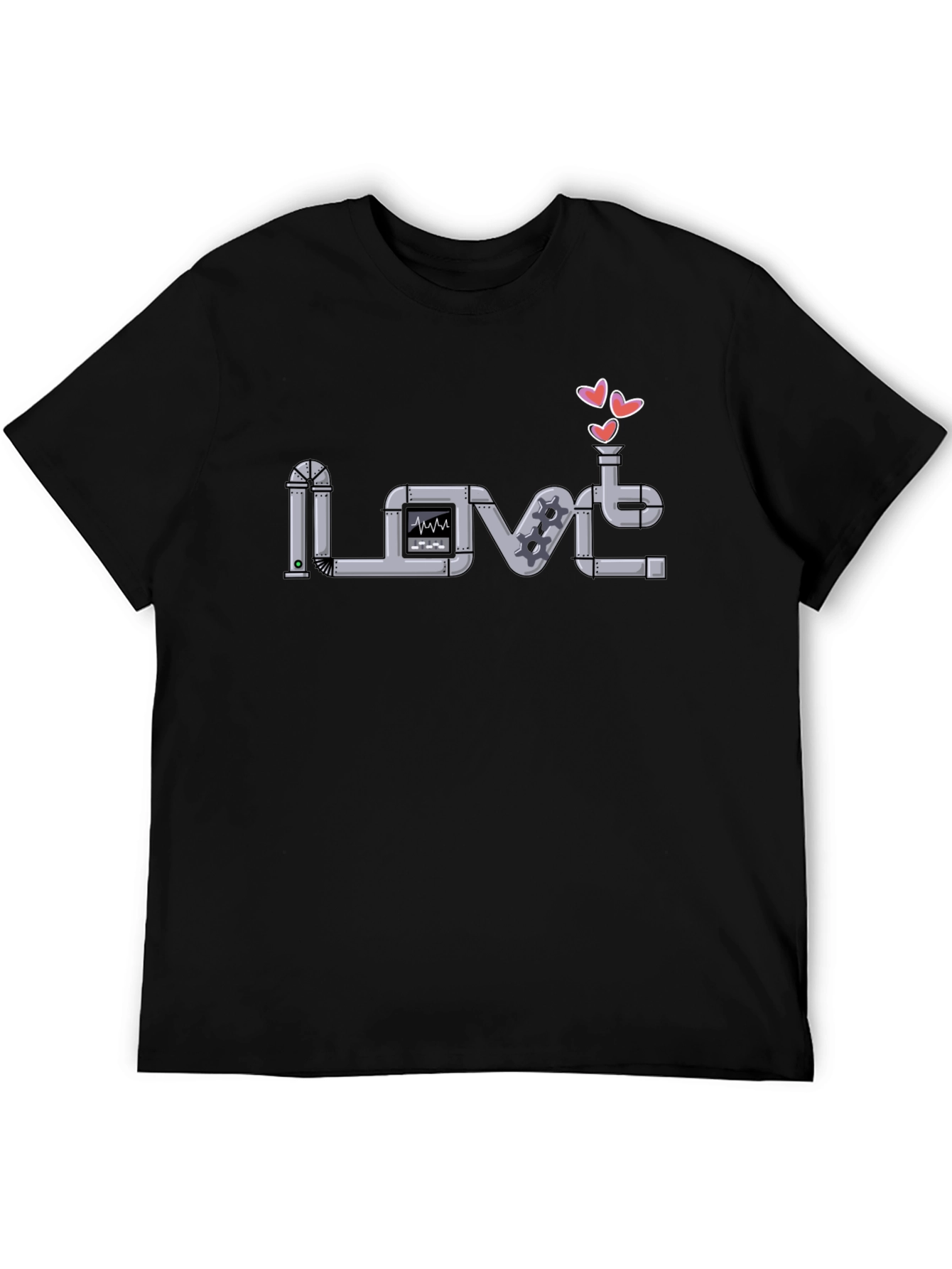 Love Plumbing T-Shirt - Heart Pipes Design