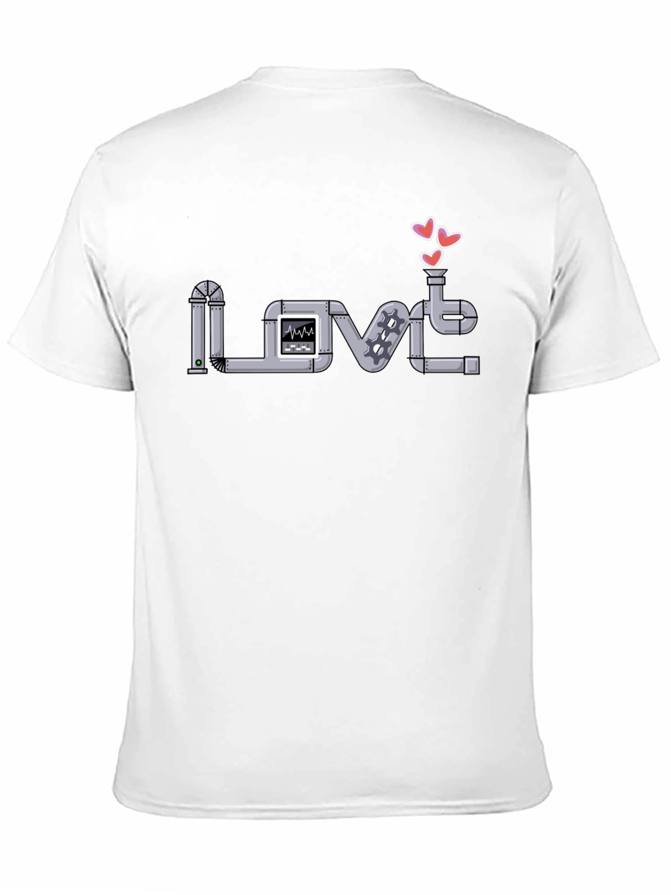Love Plumbing T-Shirt - Heart Pipes Design