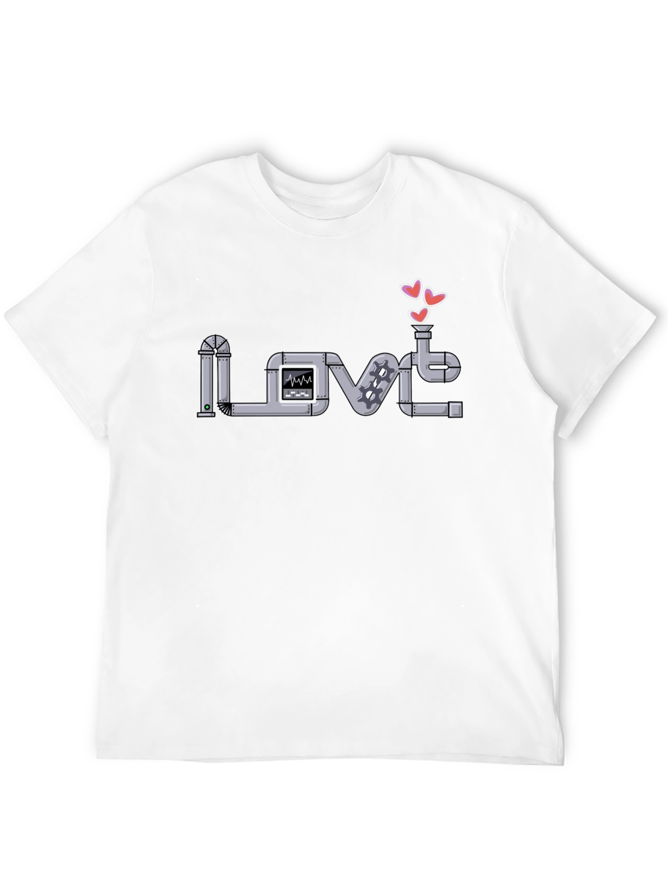 Love Plumbing T-Shirt - Heart Pipes Design