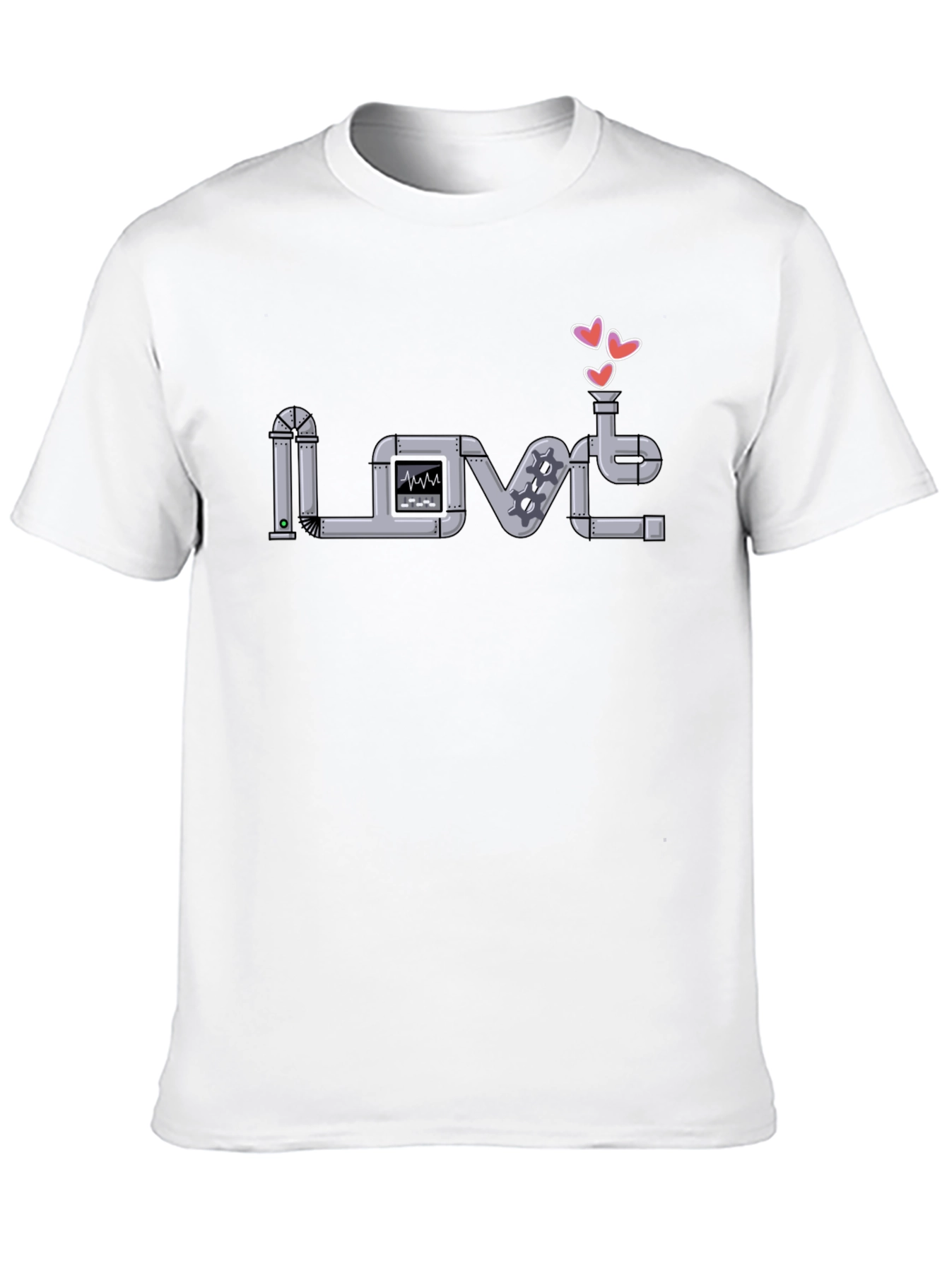 Love Plumbing T-Shirt - Heart Pipes Design