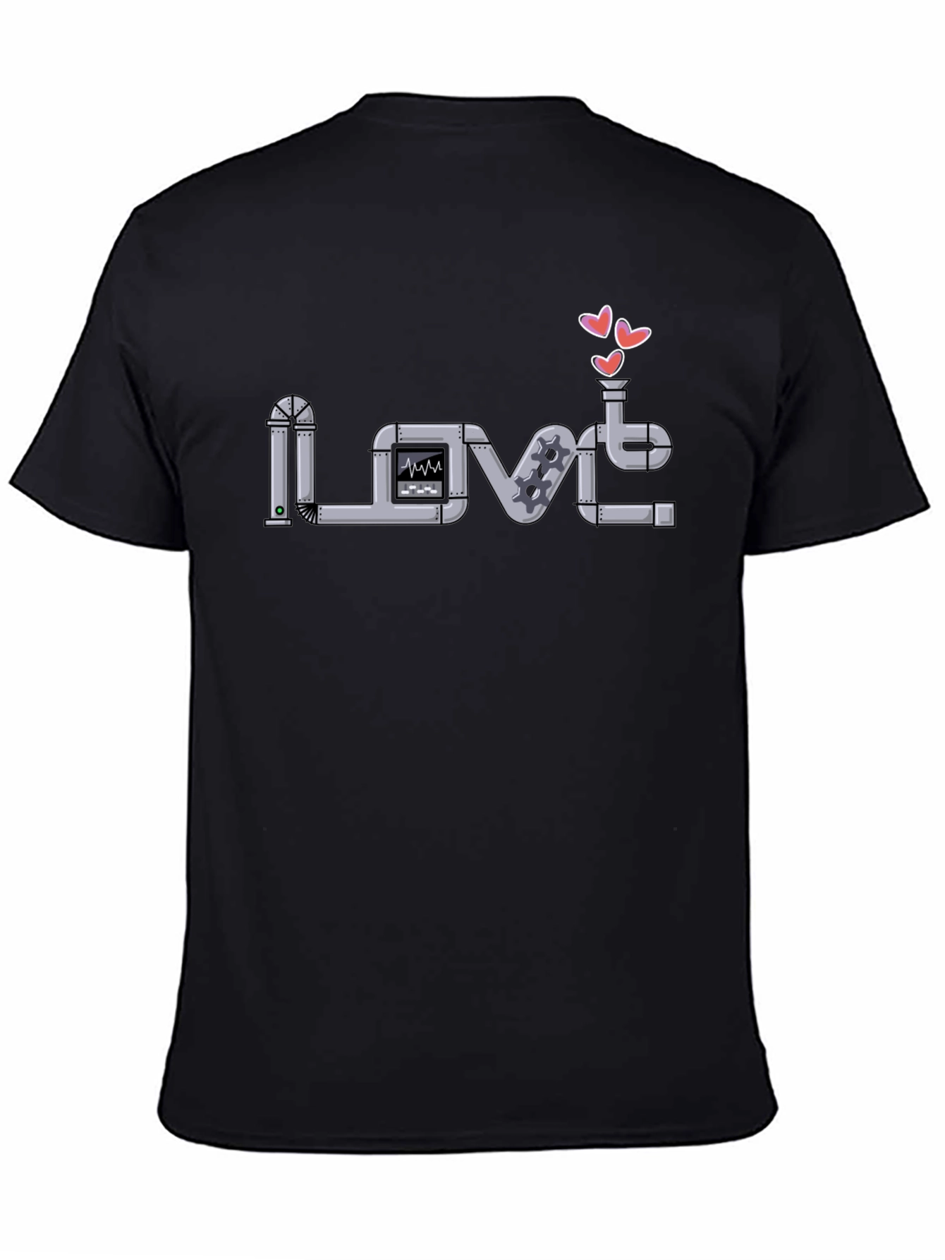 Love Plumbing T-Shirt - Heart Pipes Design
