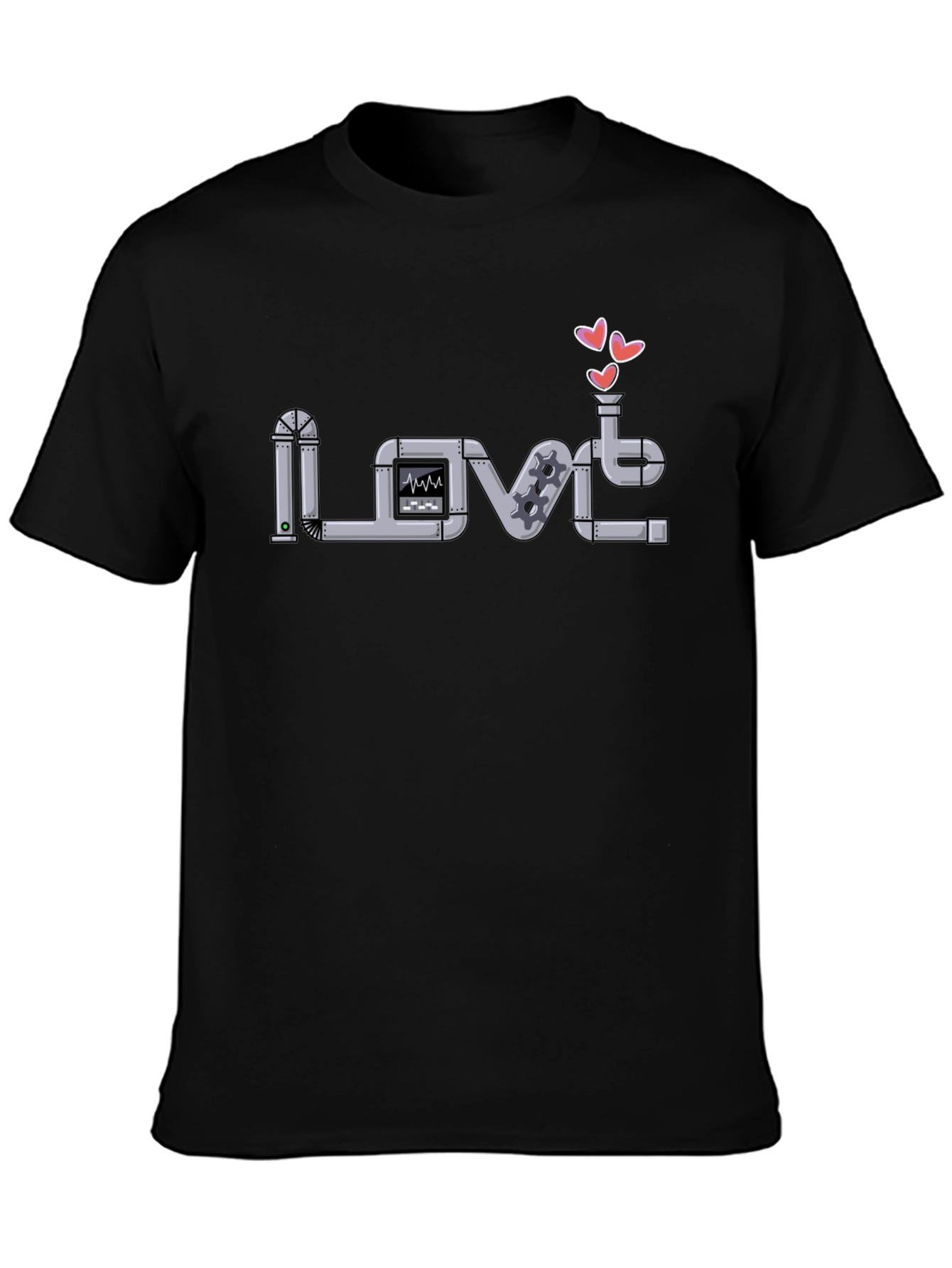 Love Plumbing T-Shirt - Heart Pipes Design