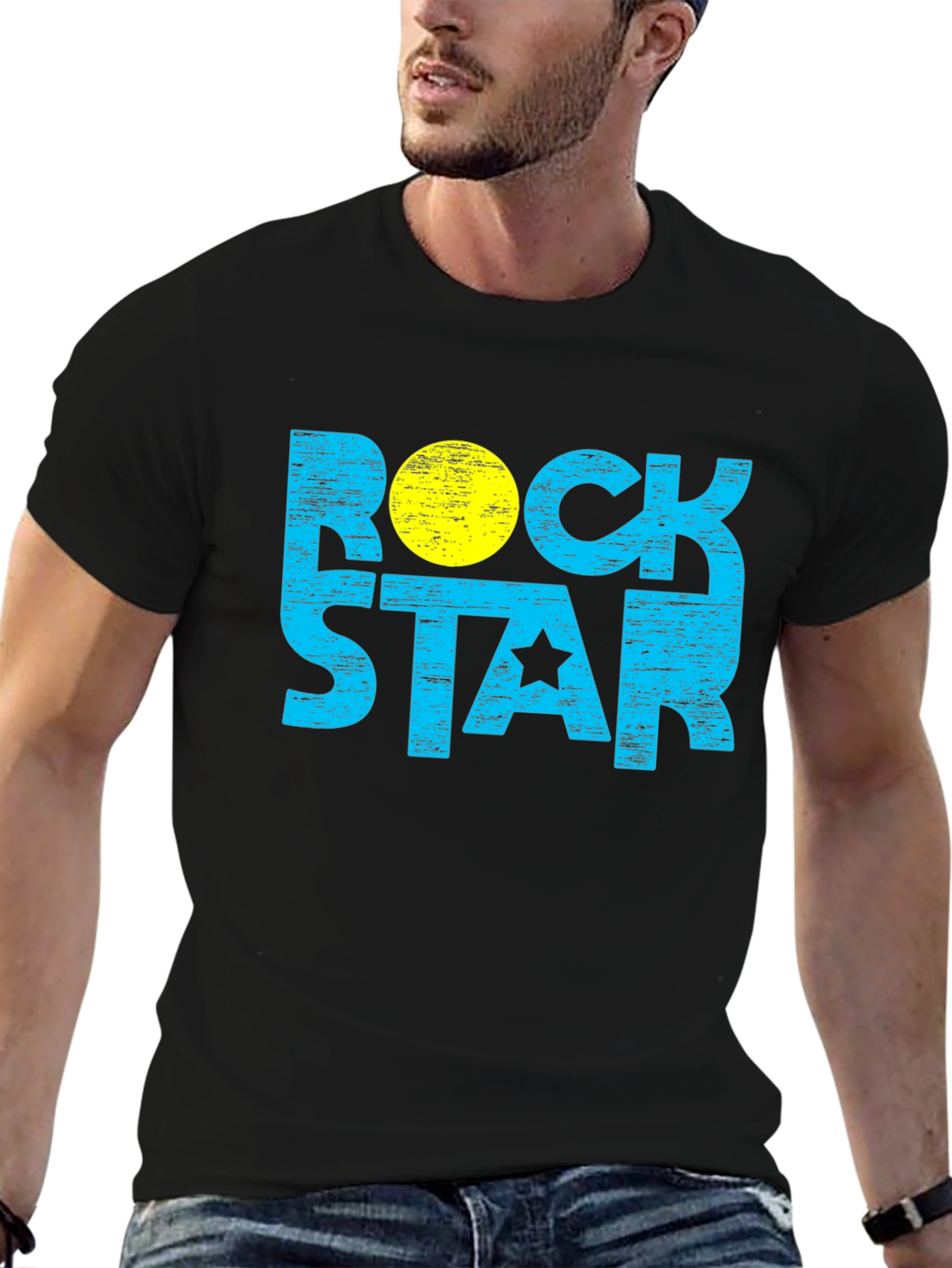 Rock Star Graphic Tee - Black Cotton Blend