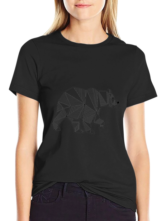 Geometric Bear Graphic Tee - Modern Minimalist Design