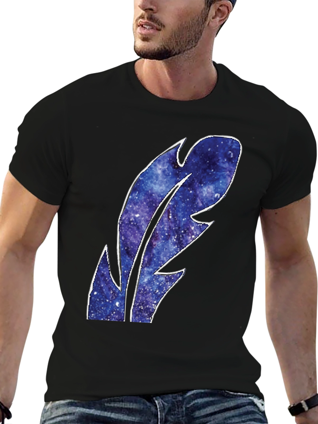 Galaxy Feather Graphic T-Shirt - Stylish Mens Tee
