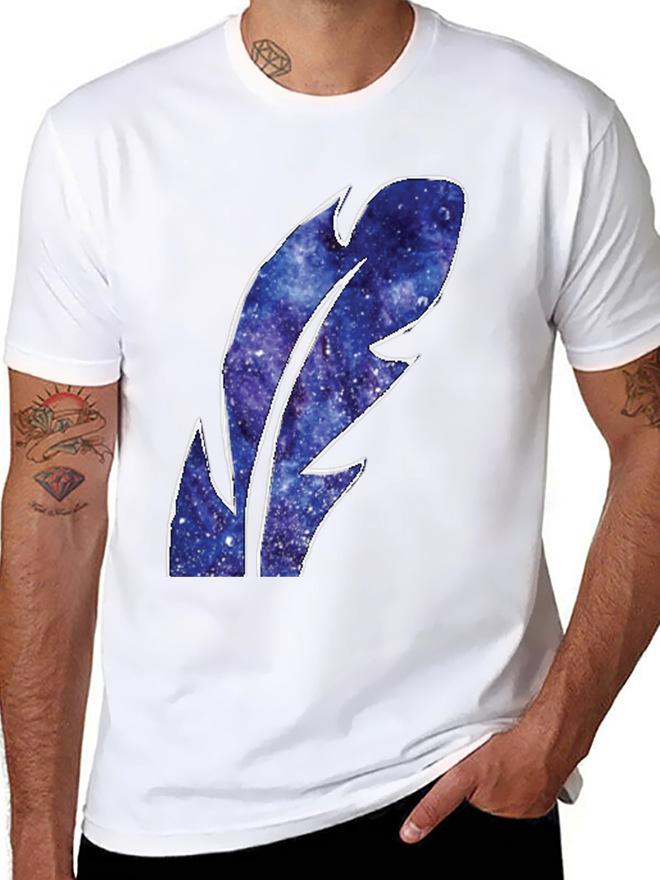 Galaxy Feather Graphic T-Shirt - Stylish Mens Tee