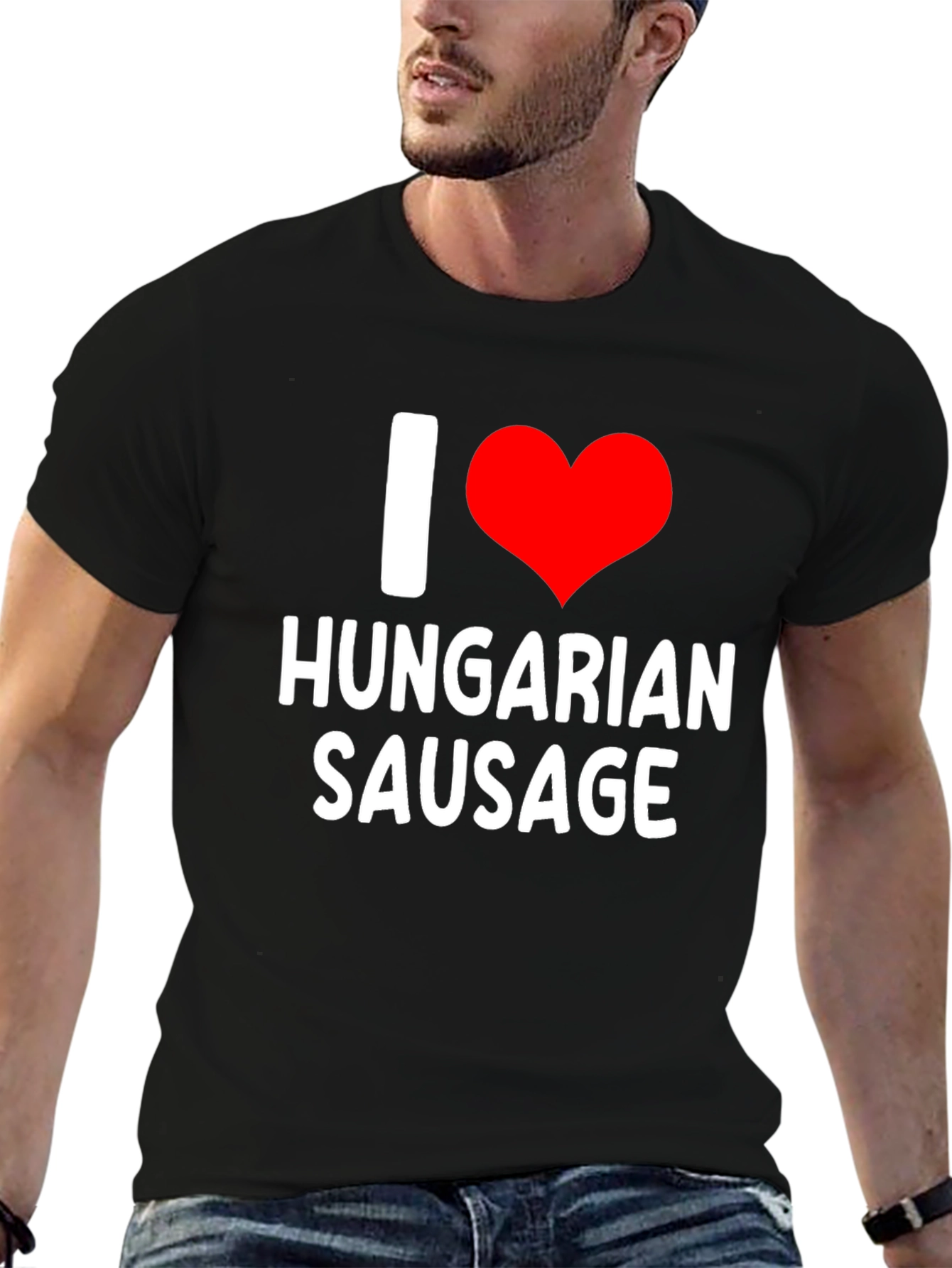 I Love Hungarian Sausage T-Shirt - Black