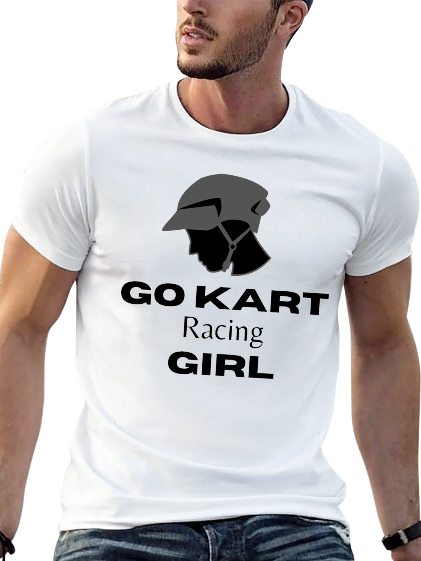 Go Kart Racing Girl T-Shirt - Black Cotton Tee