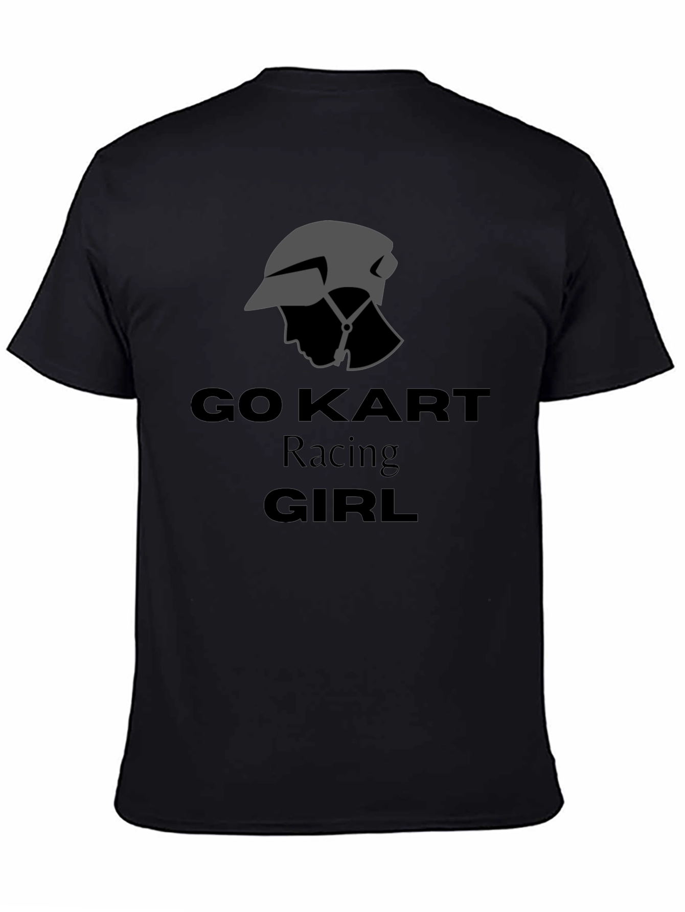 Go Kart Racing Girl T-Shirt - Black Cotton Tee
