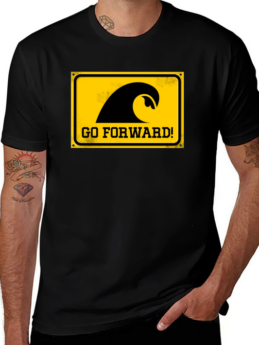 Go Forward T-Shirt - Wave Design - Black Tee