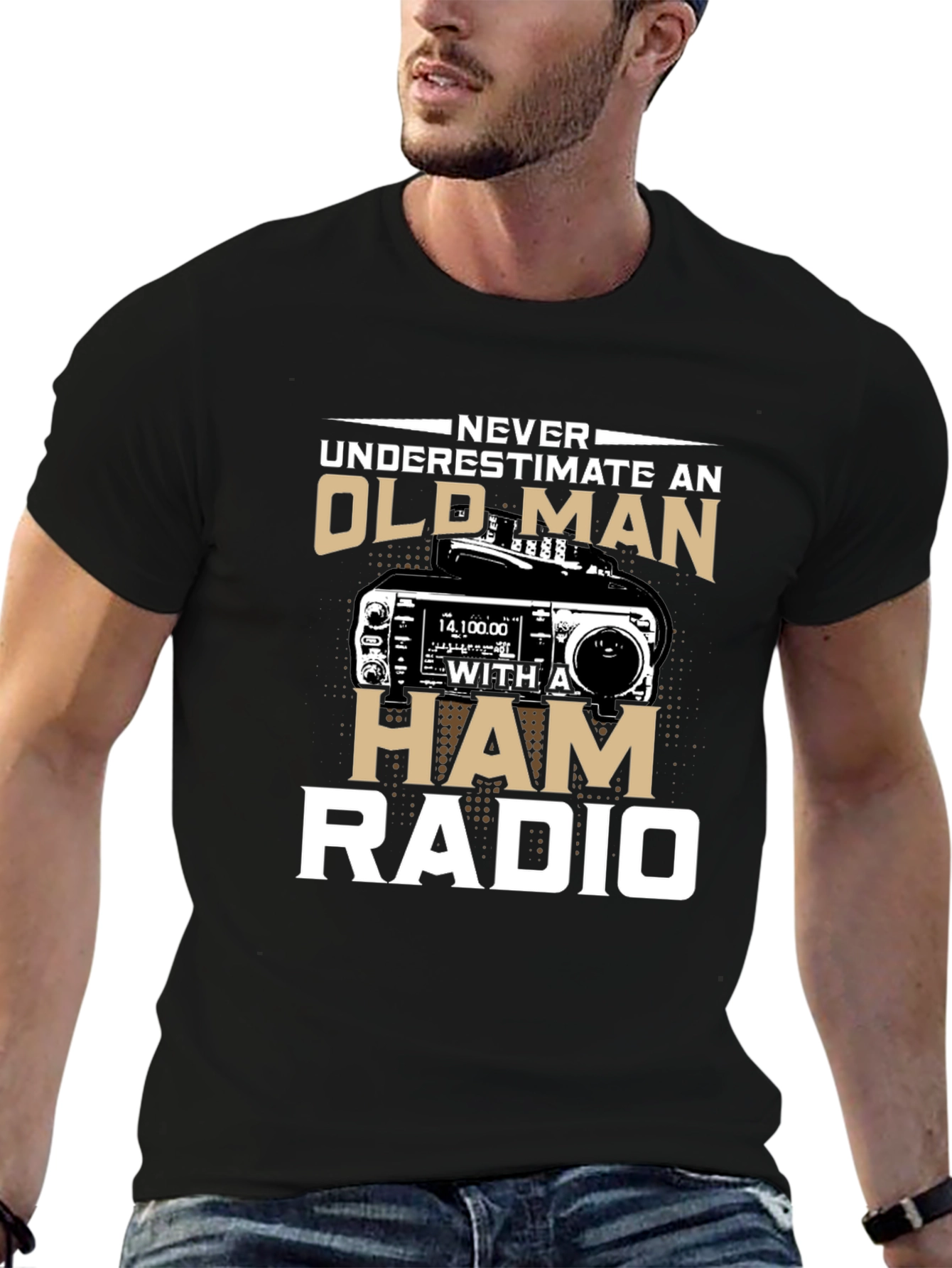 Never Underestimate Old Man Ham Radio T-Shirt