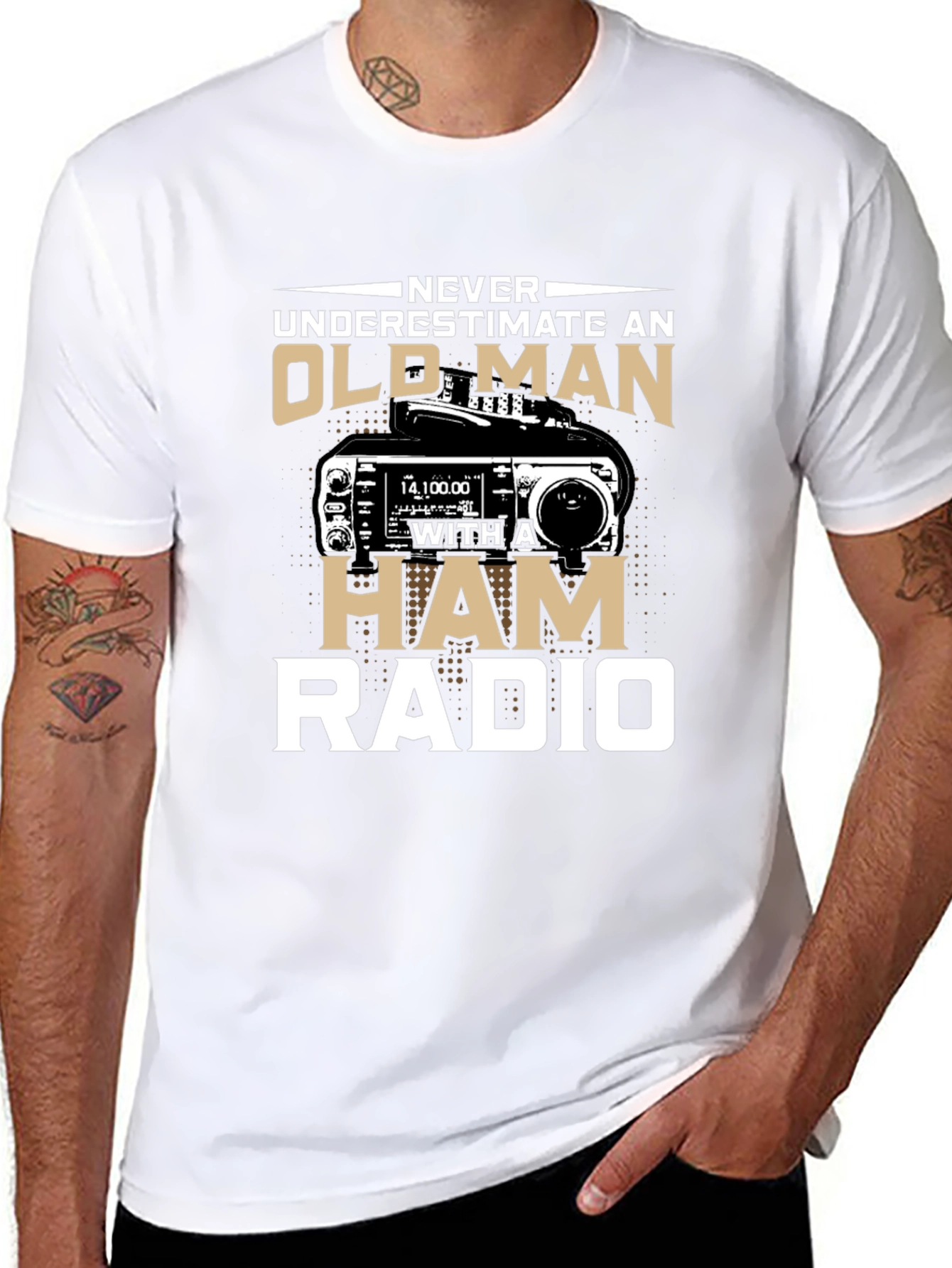 Never Underestimate Old Man Ham Radio T-Shirt