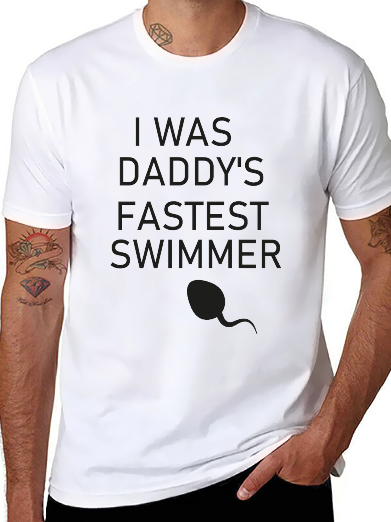 Daddys Fastest Swimmer Tee - Funny Novelty Shirt
