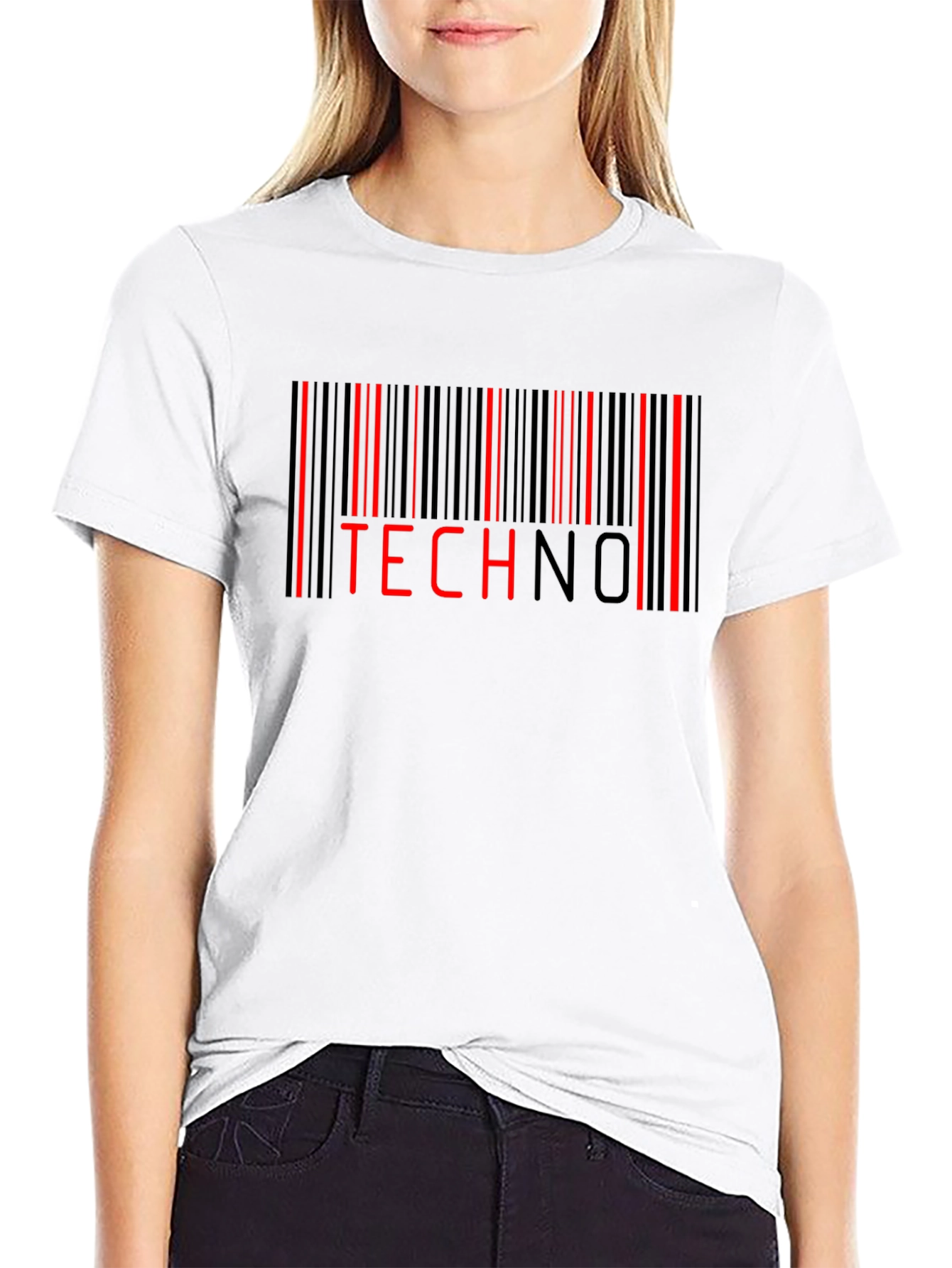 TECHNO Barcode T-Shirt - Black Graphic Tee