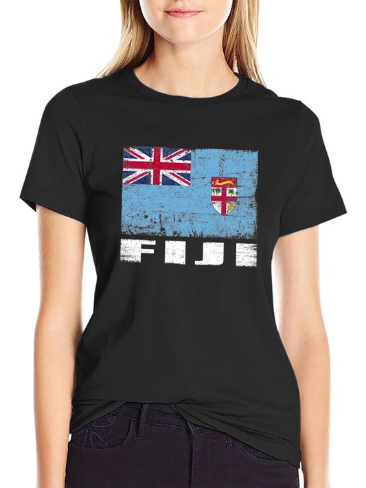 Fiji Flag Graphic Tee - Black Casual T-Shirt