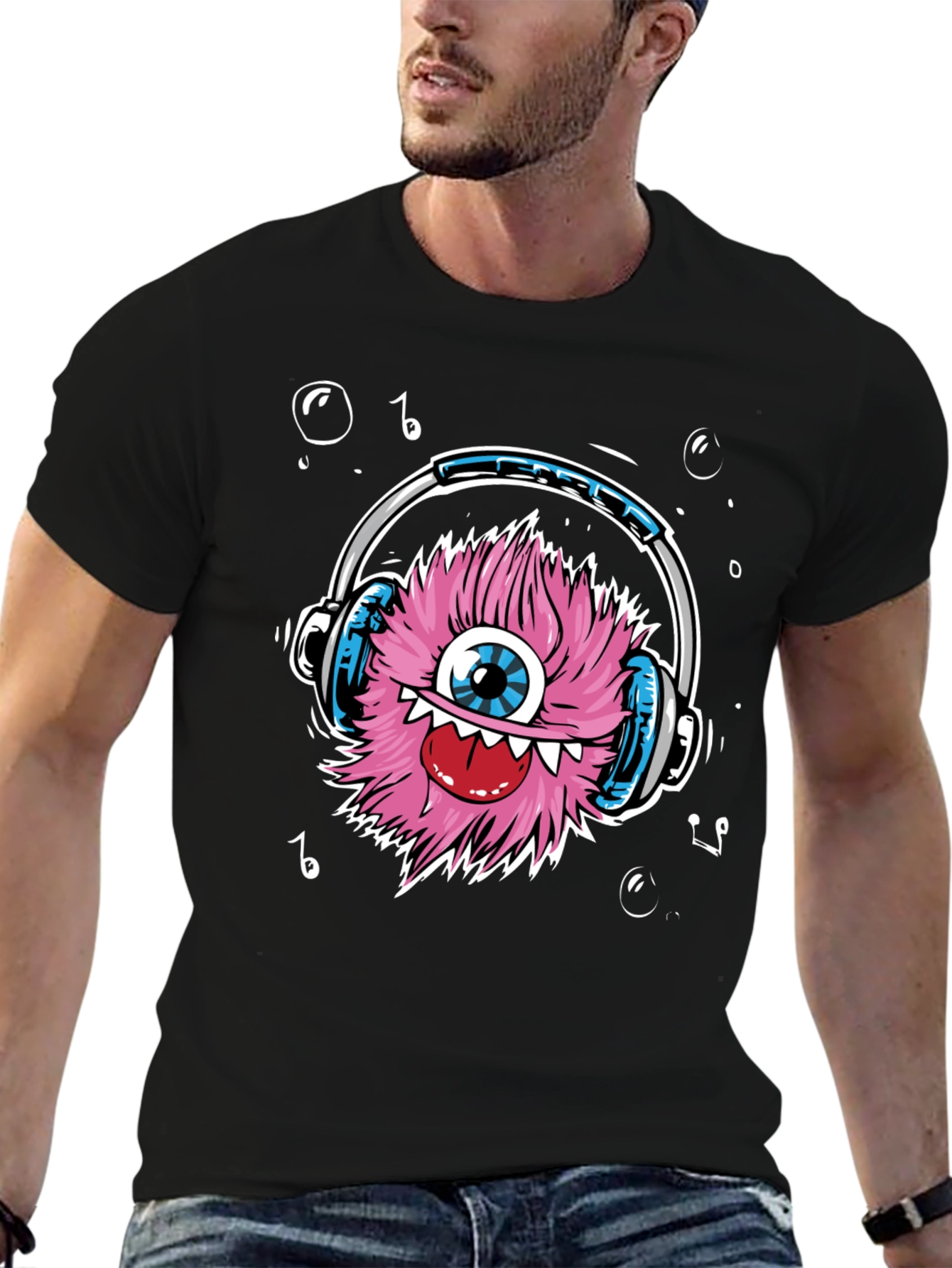 Monster with Headphones Graphic Tee