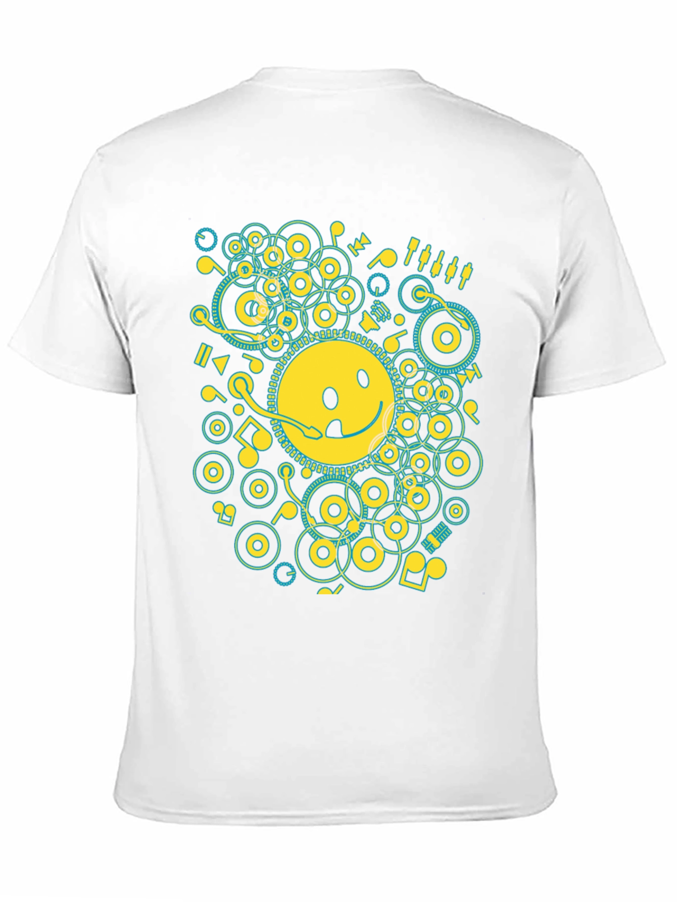 Smiley Face Music Graphic T-Shirt - Casual Black Tee