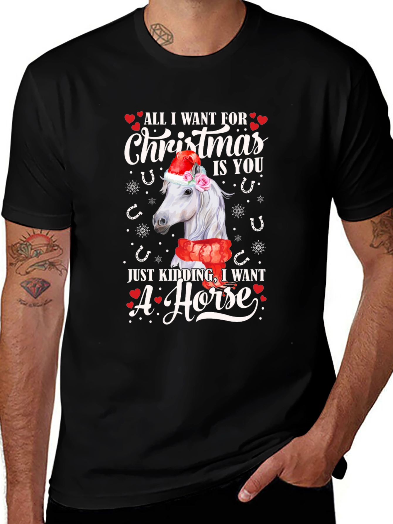 Christmas Horse Graphic T-Shirt - Unisex Holiday Tee